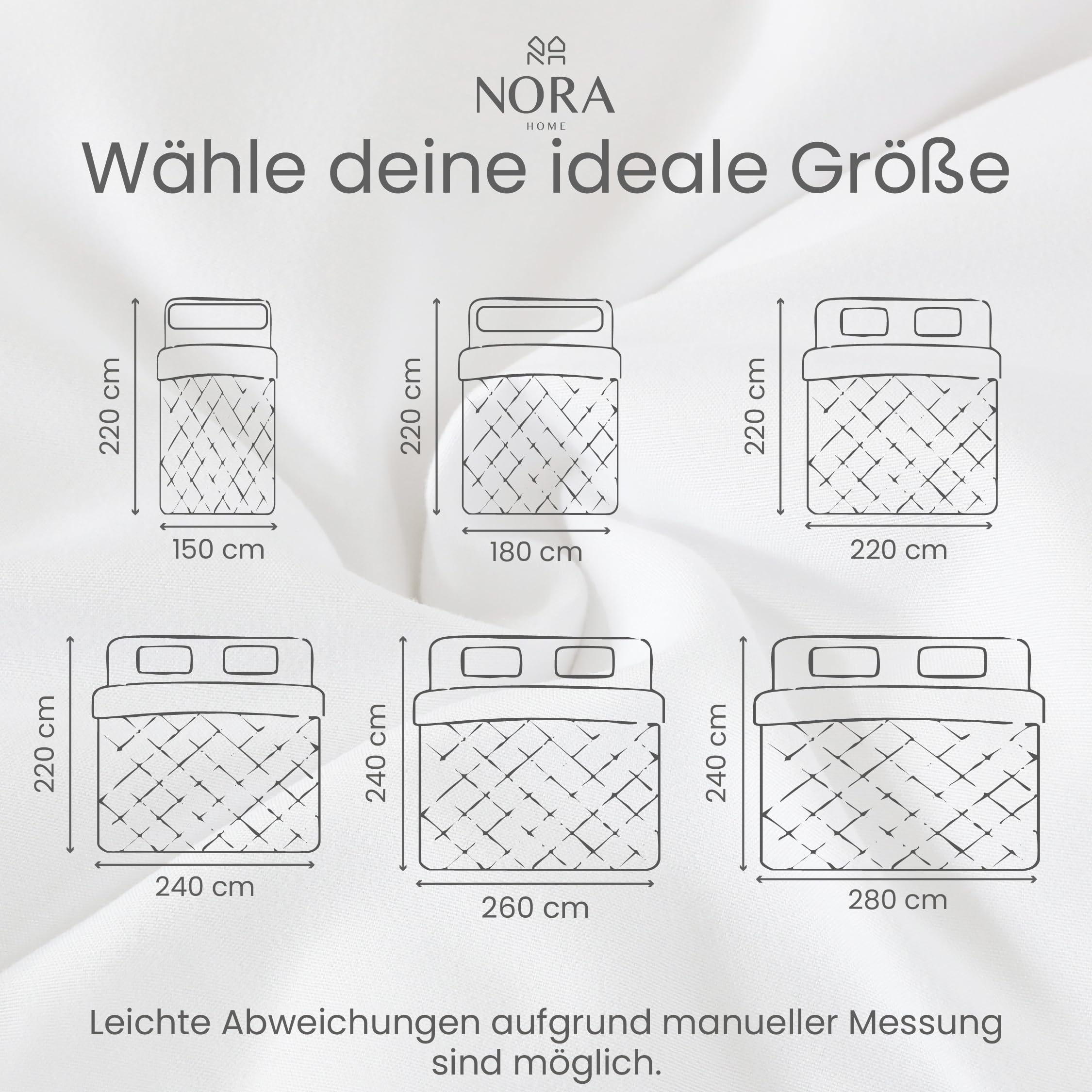 NORA HOME 4 Jahreszeiten Bettdecke 220x240, Ganzjahresdecke, 2-in-1 Set | Sommerdecke 125 g/m² + Übergangsdecke 250 g/m² = Winterdecke 375 g/m², 10 Druckknöpfe, waschbar, OEKO-TEX