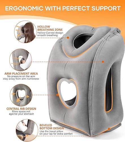 Miniatura 3 de Sunany Almohada de viaje, almohada de avión mejorada para vuelos largos, almohada inflable para el cuello utilizada para aviones, automóviles,
