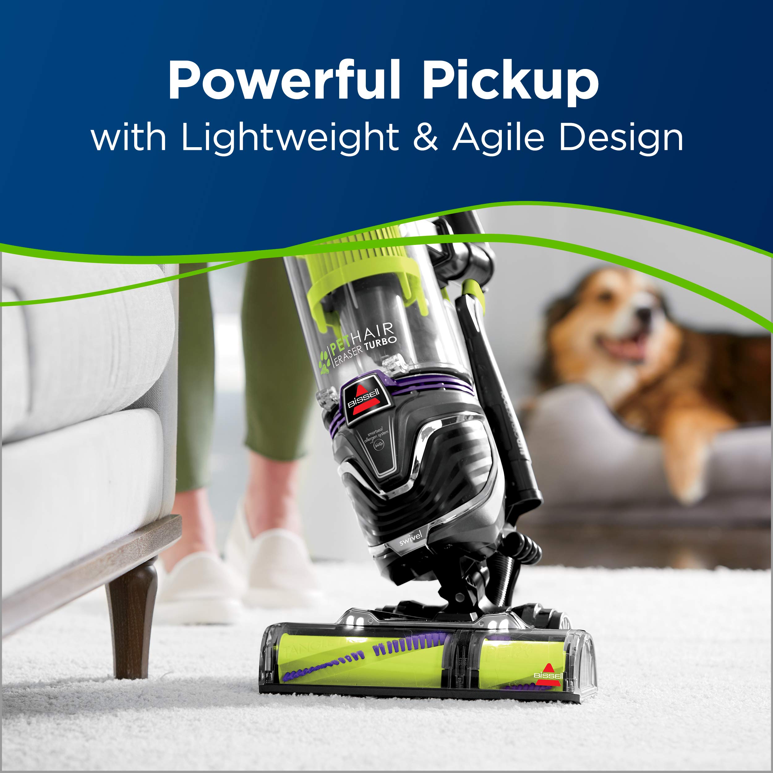 BISSELL Pet Hair Eraser Turbo Plus Lightweight Upright Vacuum Cleaner, 24613