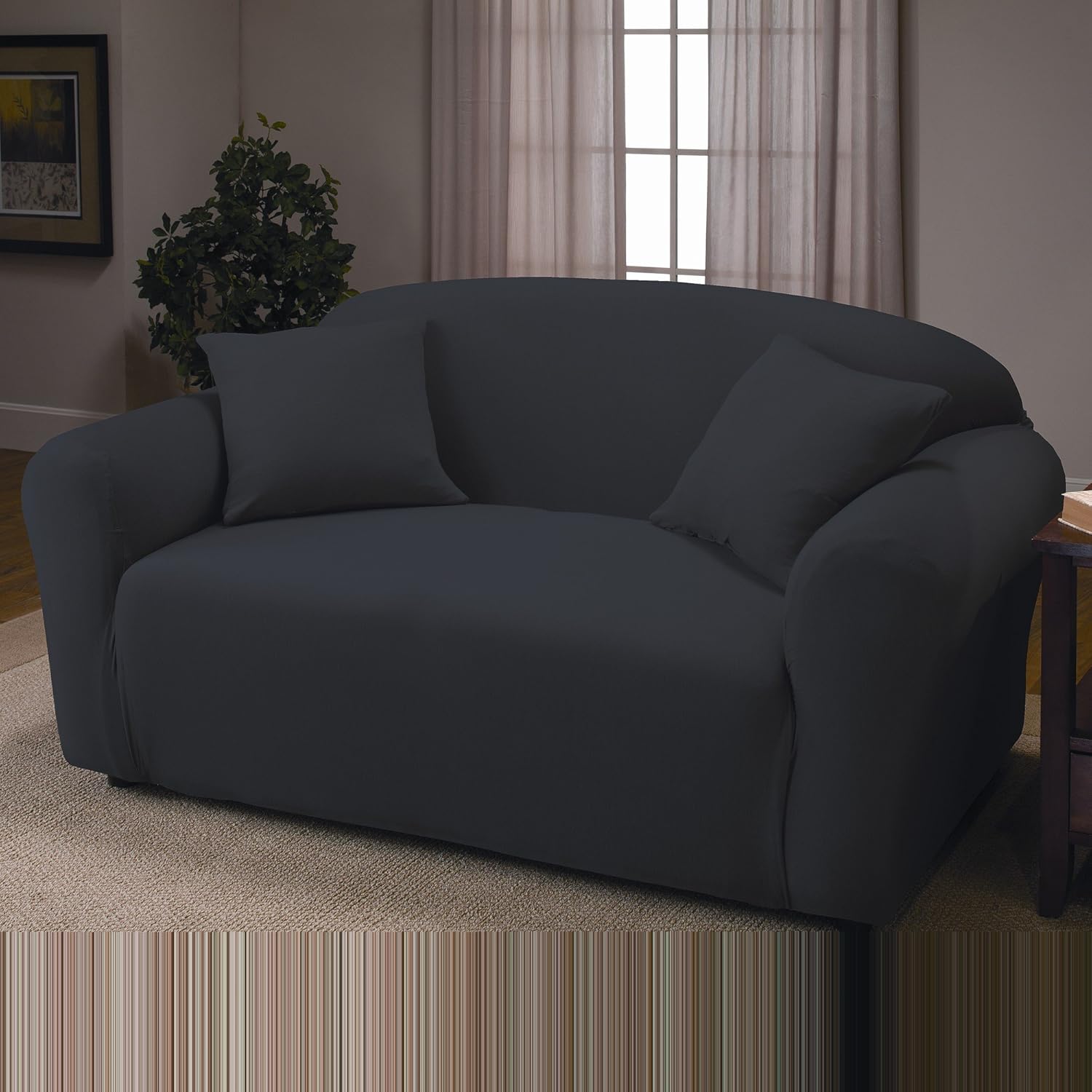 Stretch Jersey Sofa Slipcover Color Black Home & Kitchen
