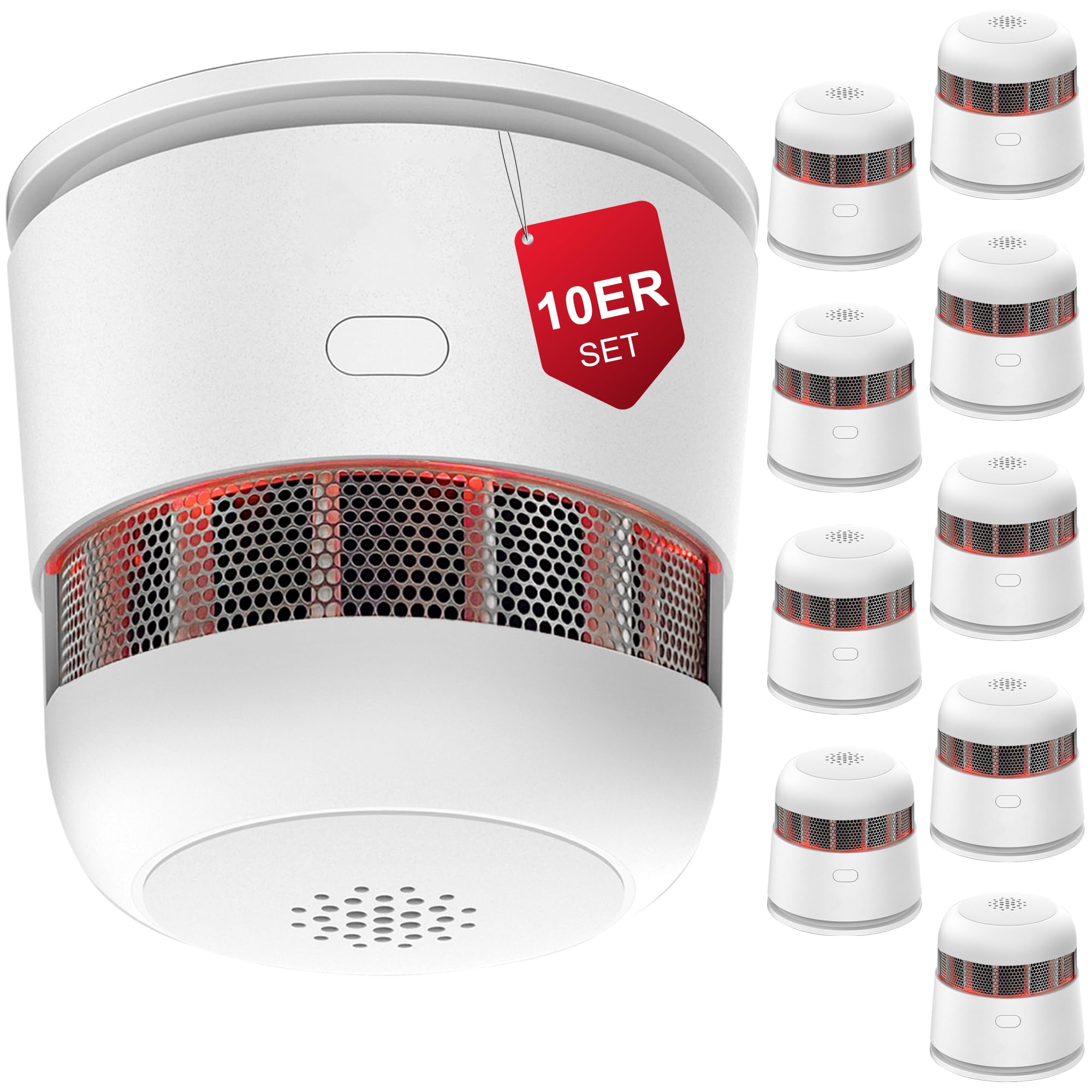 SECAIR Smoke Alarms for Home,Fire Alarms,10 Years Battery Smoke Detector with Photoelektrischem Sensor,Mute Button According to EN14604,Mini Smoke Alarm for Home 10 pack — image 1