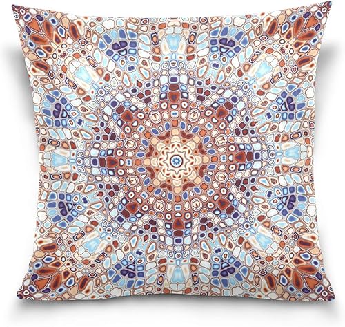 Kigai Mandala Throw Pillow Covers 16 x 16 Inch, Square Decorative Cushion Case for Couch Sofa Car Bedroom Farmhouse Decor