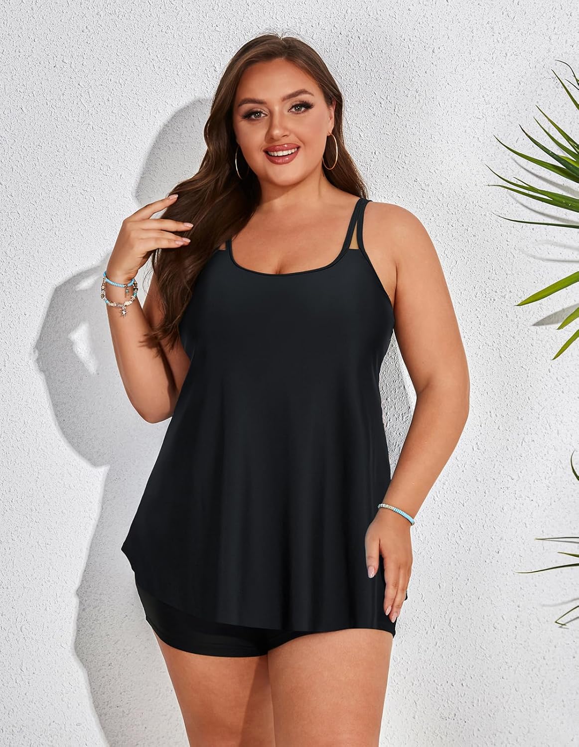 Hanna Nikole Women's Tankini Swimsuits Two Piece Tummy Control Bathing Suit Modest Swim Top with Shorts Plus Size Swimwear - Image 4