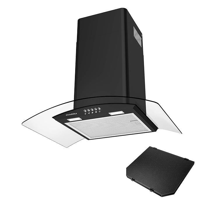 Buy CIARRA CBC6B506 Cooker Hood 60cm Curved Glass Chimney Hood with 3