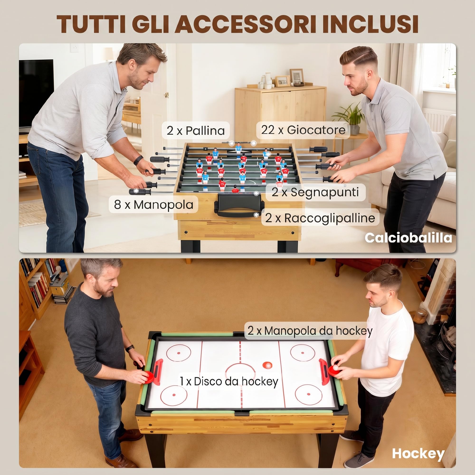 SPORTNOW Tavolo Multigioco 13 in 1 Multifunzione per Adulti Bambini | Tavolo da Gioco, Calcio Balilla, Biliardo, Ping Pong, Ice Hockey, Anelli, Scacchi, Backgammon, Dama, Bowling, Casa Scuola