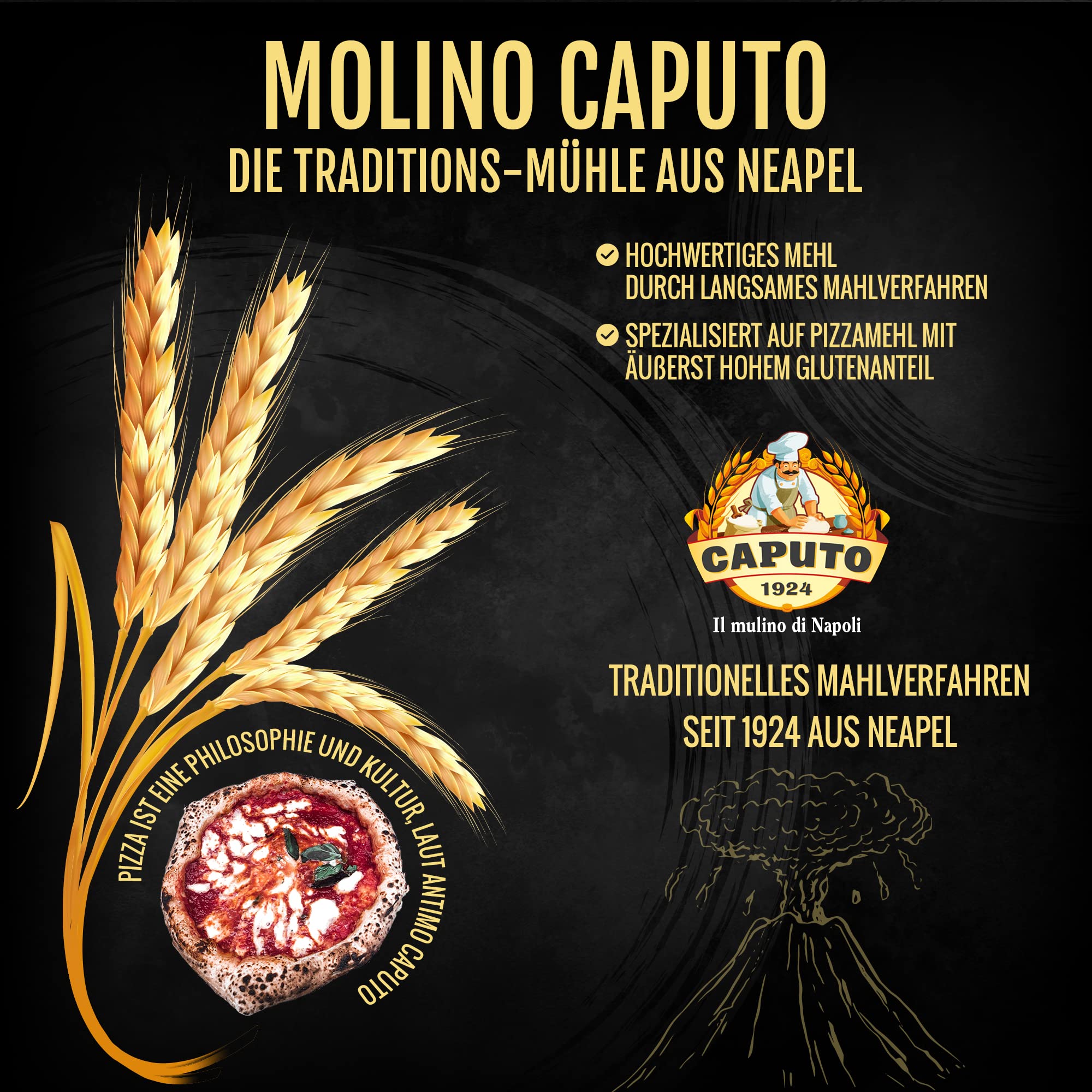 Caputo - DELICRET - 6x 1kg Mehl Pizzeria [Pizzamehl Typ 00] + 1x 100g Lievito Trockenhefe