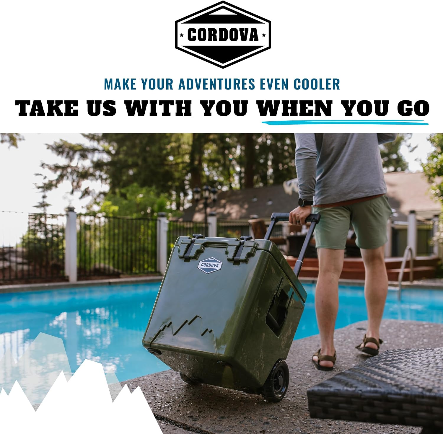 Cordova Outdoors Outpost Class Wheeled Hard Cooler - Heavy Duty Rotomolded Cooler with Telescoping Handle and Long Ice Retention for Outdoor Adventures
