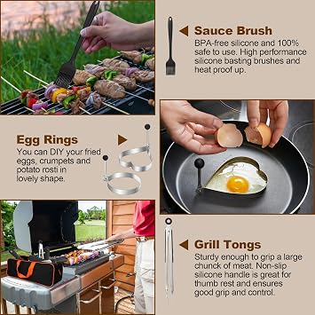 14PCS Griddle Accessories Kit, Flat Top Grill Accessories Set for Blackstone and Camp Chef, Grill Spatula Set with Enlarged Spatulas, Scraper for Outdoor Barbecue | Griddle Tools Set for Blackstone, Grill Spatula Set with Enlarged Spatulas, Scraper for Outdoor Barbecue