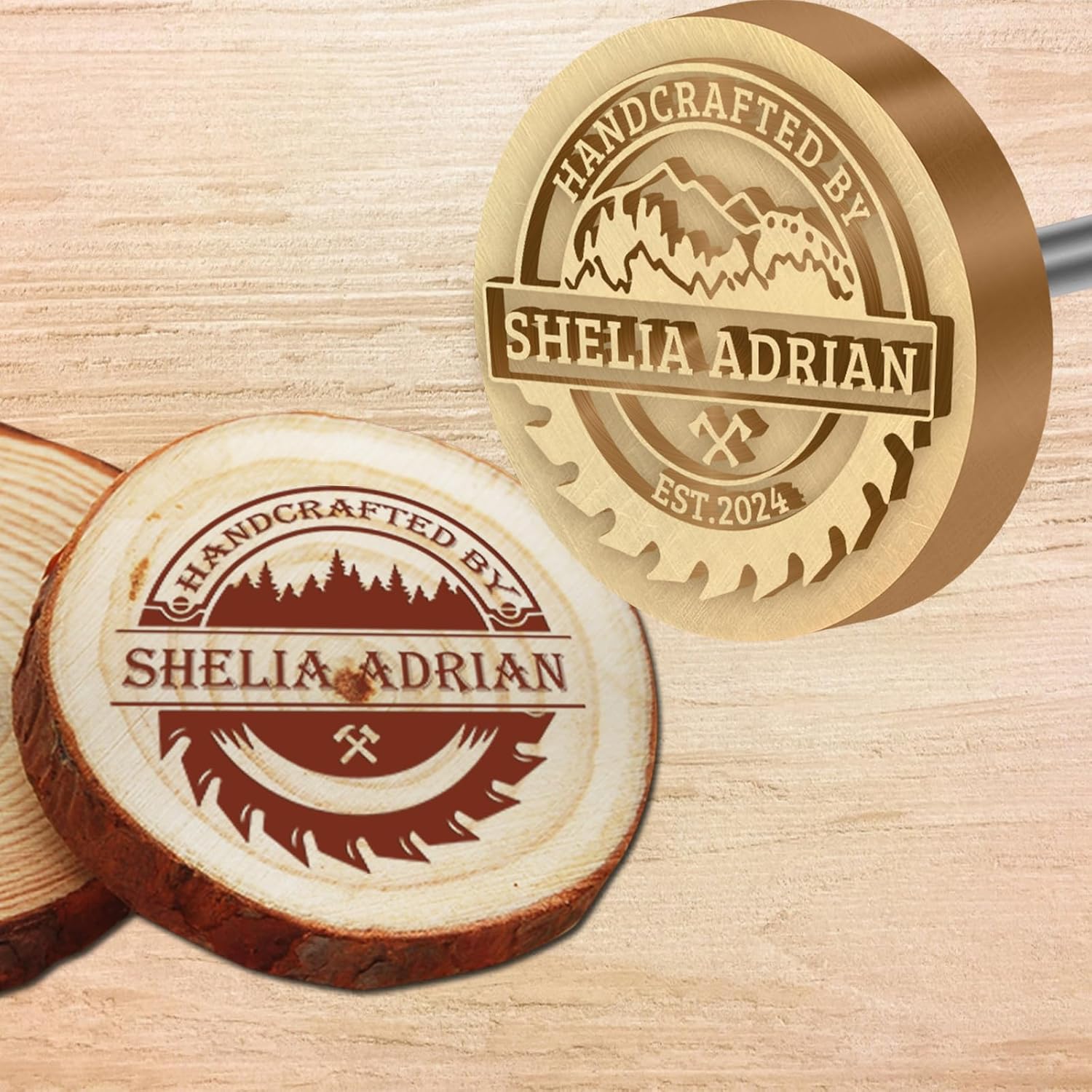 Custom Wood Branding Iron Personalized Logo Metal Burning Stamp for Leather Wood Meat Bread Making,Personalized Gifts for Wedding Party,Flame Heated 3inch