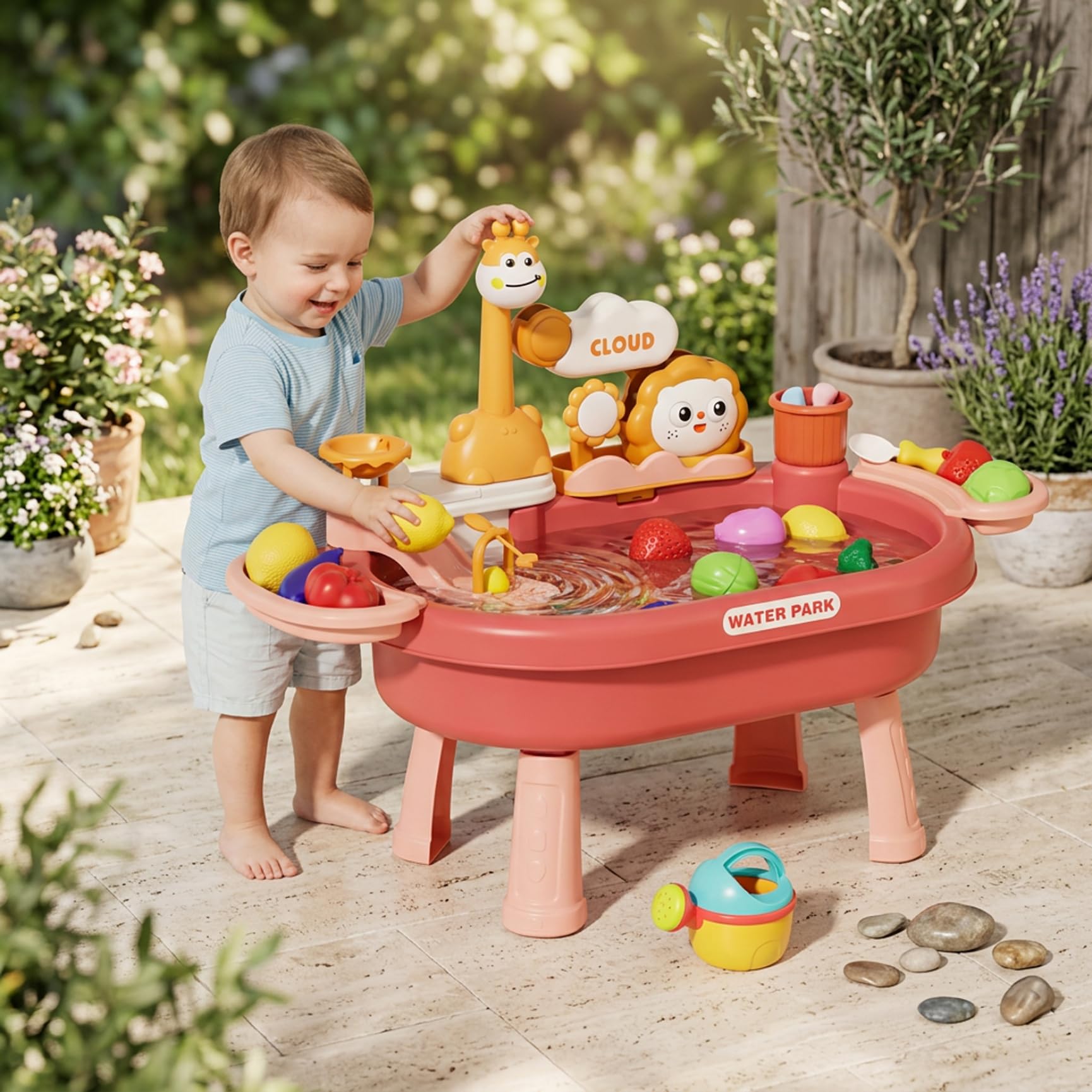 Table à Eau pour Enfants en Bas âge Table de Jeu d'eau pour Enfants avec Pompe électrique et Jambes détachables Jouet d'évier de Jeu pour Le Plaisir sensoriel en Plein air Style 2