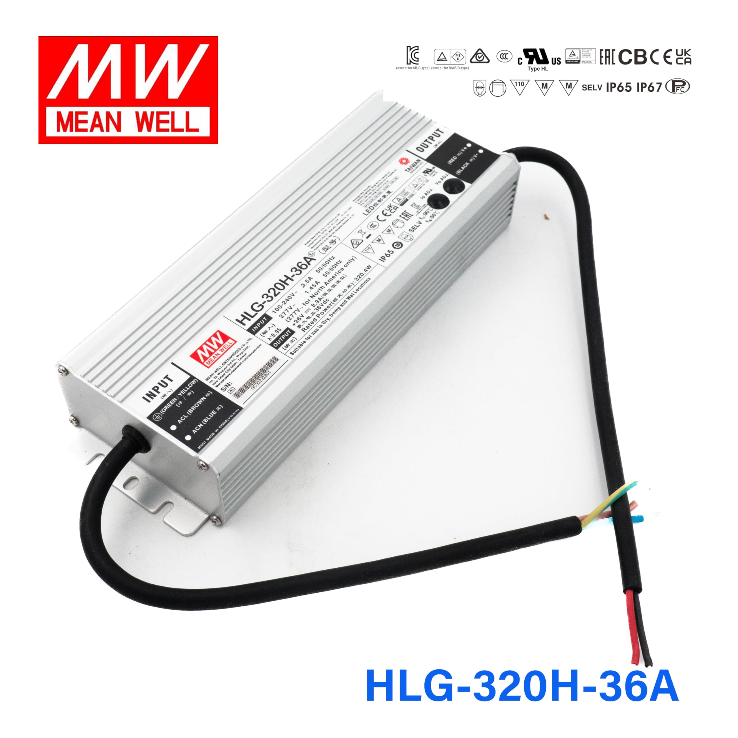 MEAN WELL HLG-320H-36A Switching LED Driver Power Supply, Output