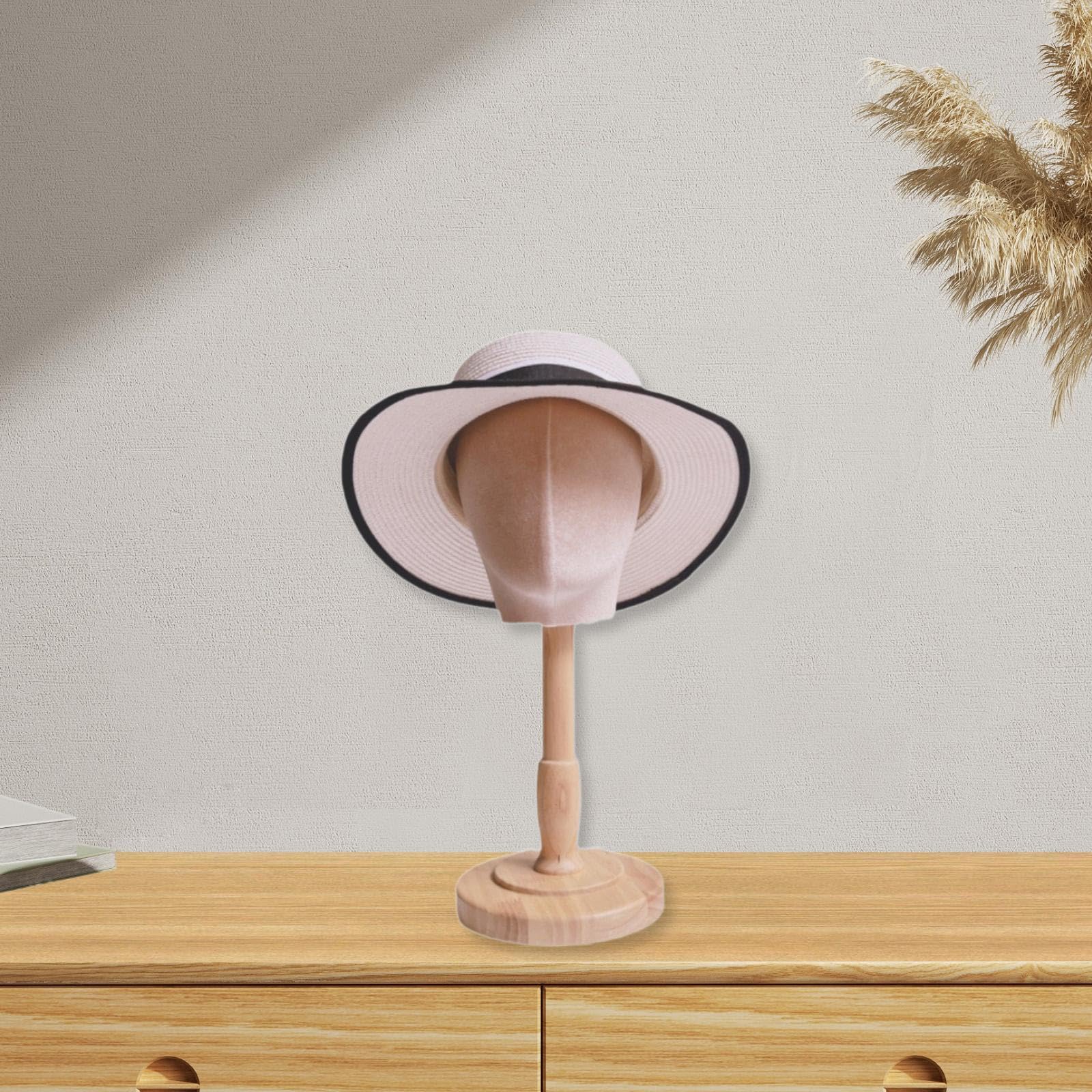 Manichino Testa Porta Cappelli Espositore Supporto Parrucche Regolabile Struttura in Pp Tessuto E Legno Superficie Liscia Leggero Adatto per Salone Ca, Medio