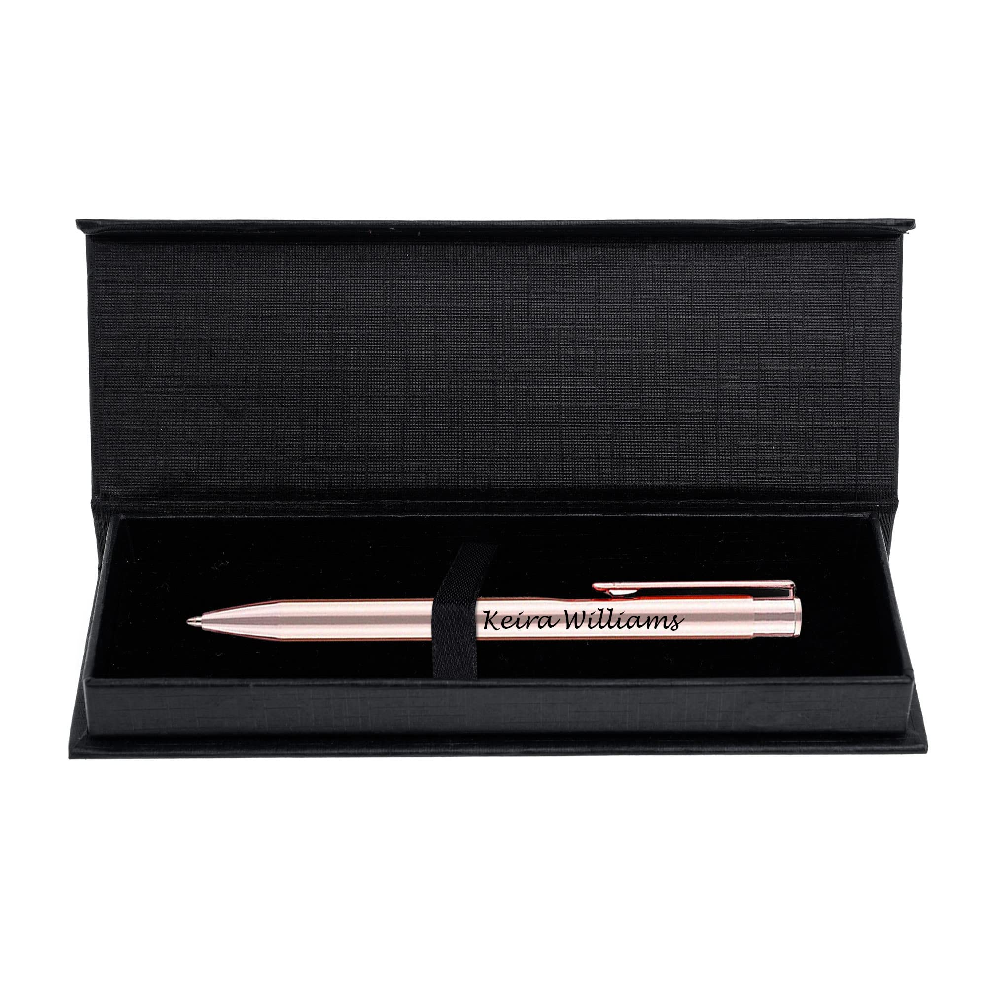 Paul Clover Personalised Laser Engraved Custom Premium Pen, Blue and Black Ink Refill In A Gift Box, Gifts for Christmas, Gifts For Men and Women - Enter Your Custom Engraving (Pink)