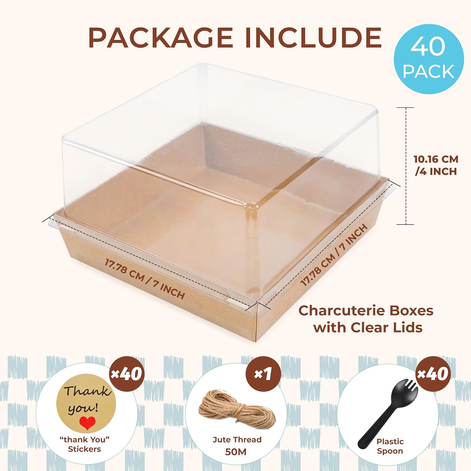 NPLUX Bundle of 20 Pack Small Cake Boxes and 40 Pack Small Cake Boxes for Cake Pudding Sandwich Pie Bakery Dessert image 3
