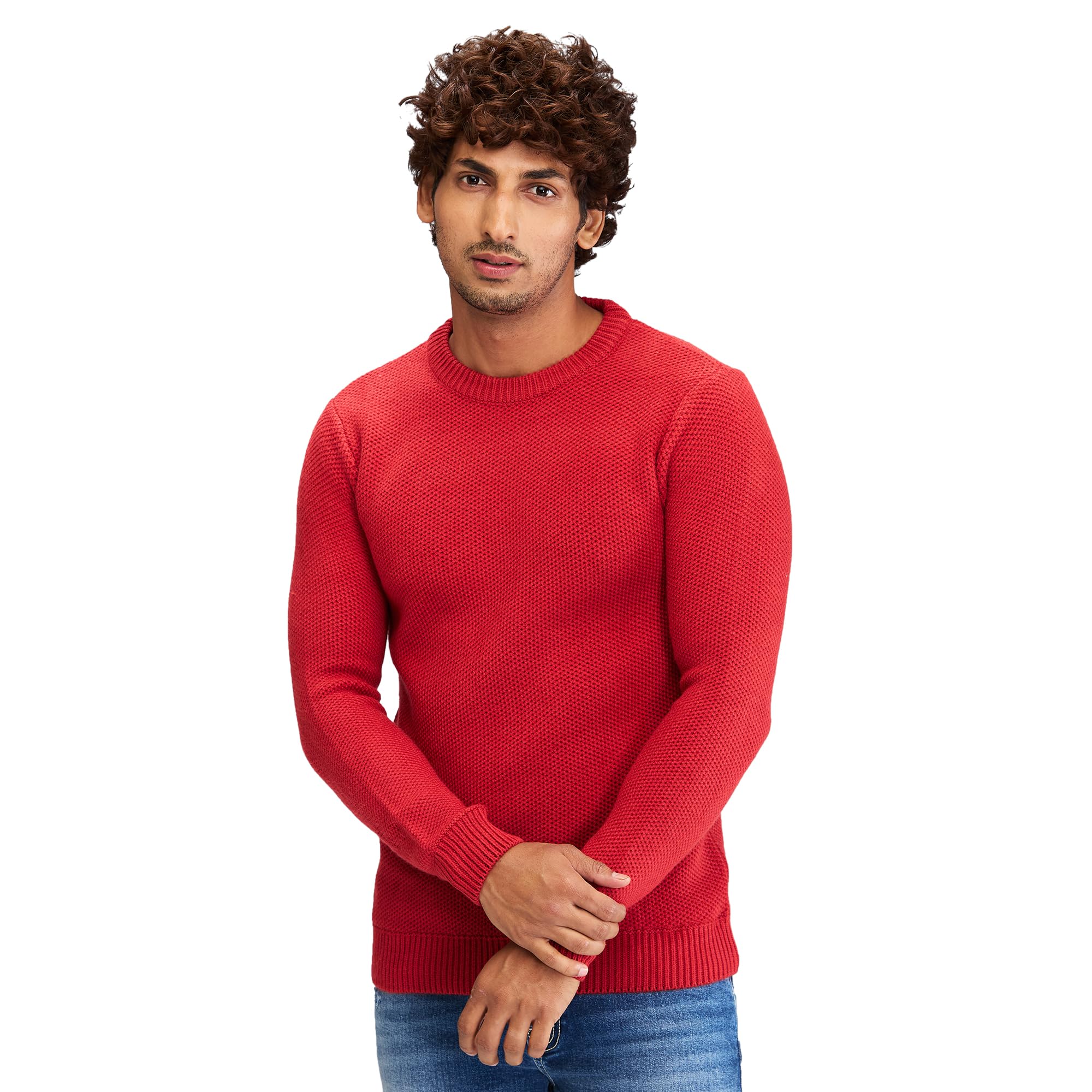 spykar Men Solid Orange Regular Fit Full Sleeves Sweater-picture-30