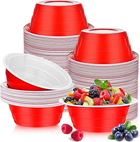 Lallisa 80 cuencos de plástico desechables de 23 onzas, cuencos de plástico para servir, suministros de fiesta para Halloween, Navidad, boda,