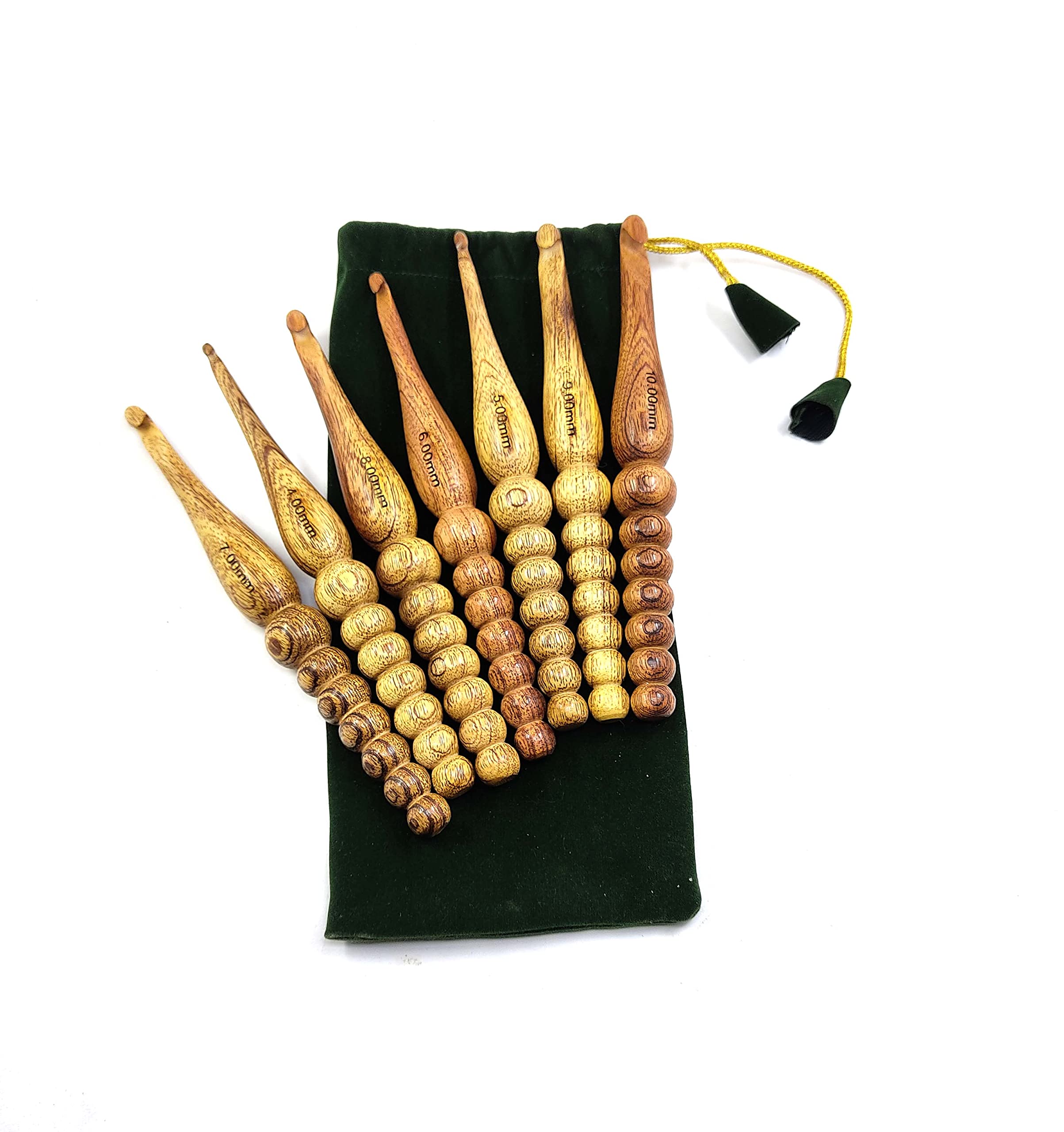 AF Luxury HANDICRAFTS - Uncinetto realizzato a mano per lavorare a maglia in lana dal design unico, comodi uncinetti in legno di bambù, ferri da maglia intrecciati