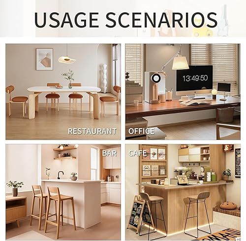 Miniatura 7 de Juego de 2 taburetes de bar giratorios modernos con respaldo tejido, taburetes de bar de terciopelo para isla de cocina, cafetería, pub, beige