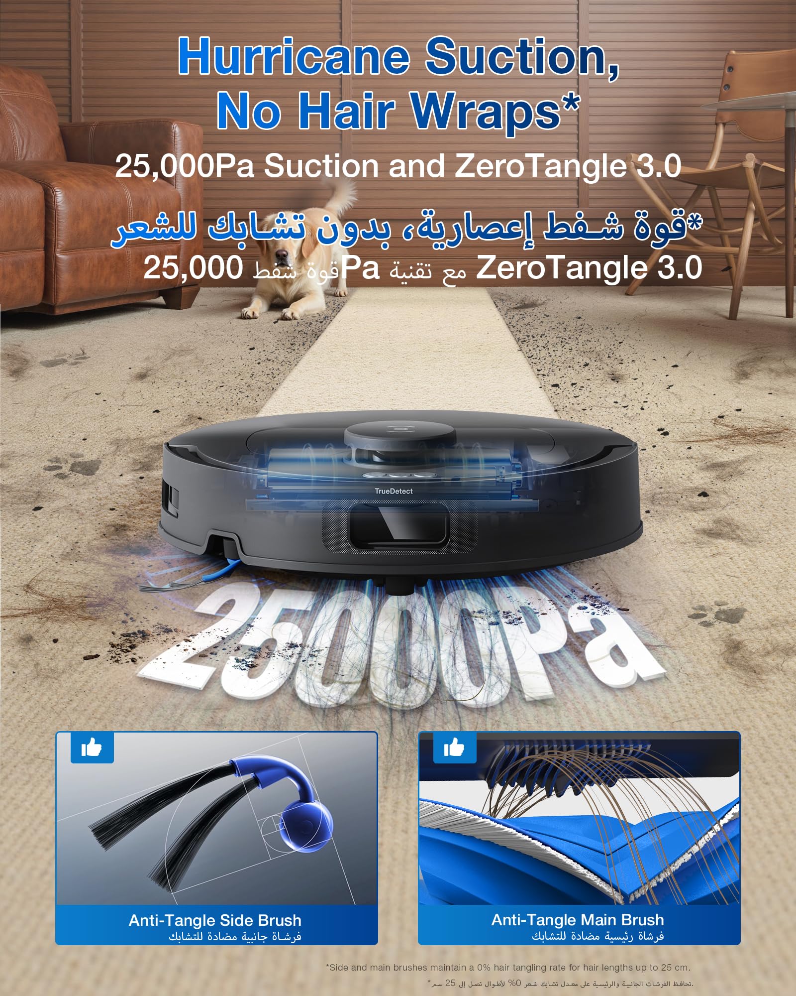 ECOVACS DEEBOT T30C Omni, Saugroboter mit Wischfunktion, 20.000 Pa, OZMO Turbo 2.0 Wischen, ZeroTangle 3.0 Anti-Verheddern, TruEdge 2.0 Kantenreinigung, All-in-One-Station, 75°C Moppwäsche, Schwarz
