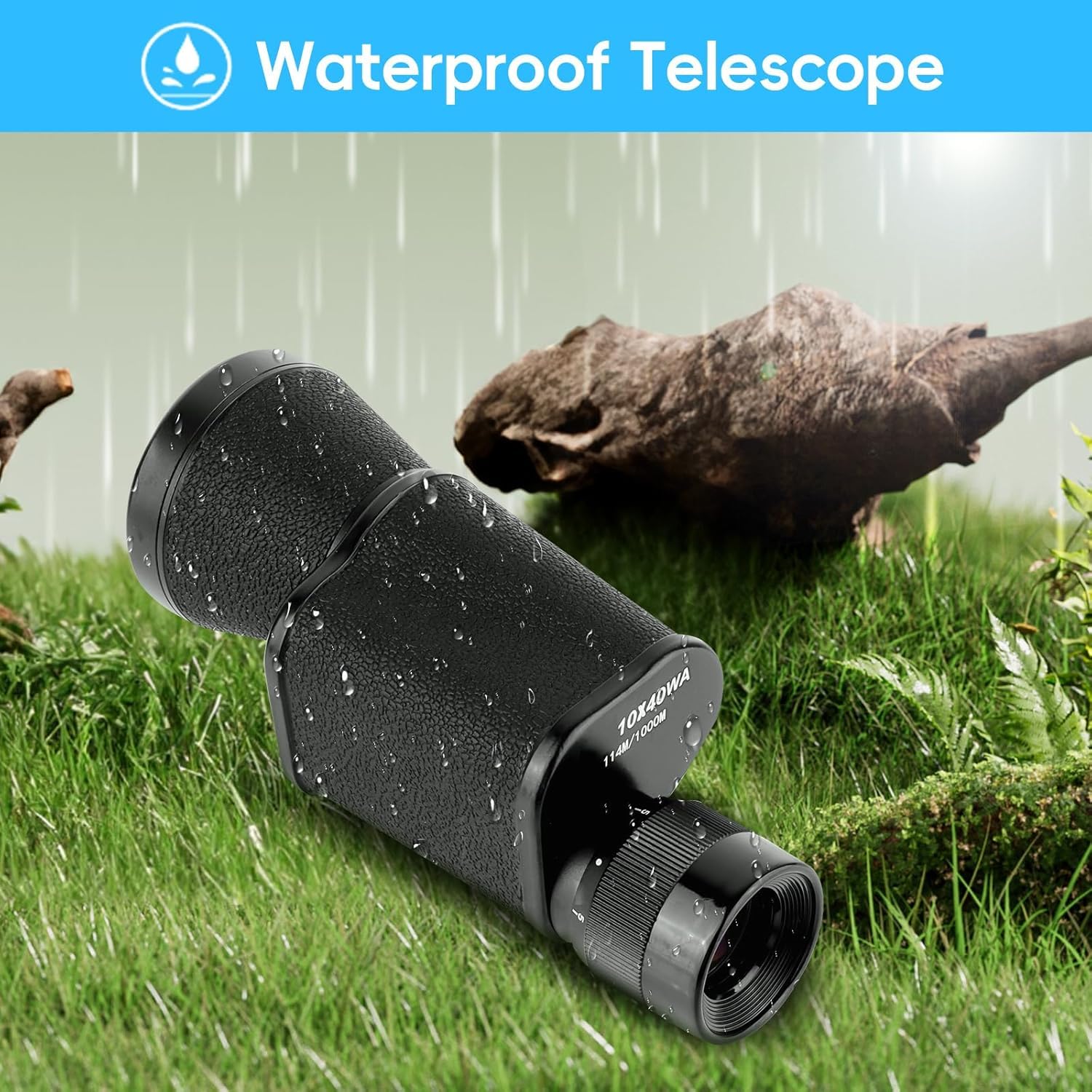 10x40 Monokular BAK4 Prisma Kleines Monokular mit mehrfach beschichteter Linse, wasserdichtes Kompaktteleskop mit Handschlaufe Tragetasche für Erwachsene Vogelbeobachtung Reisen Wandern