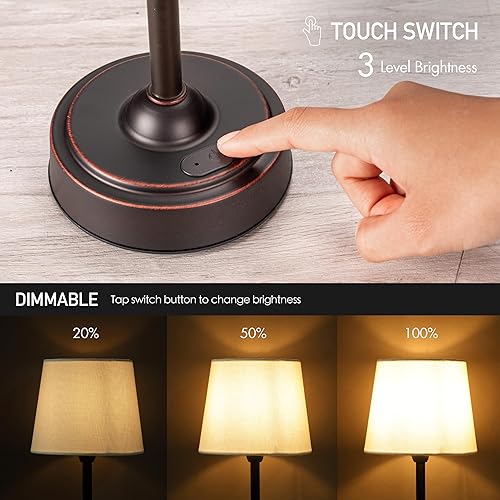 Miniatura 3 de O'Bright Seraph - Lámpara de mesa LED inalámbrica con atenuador, batería recargable integrada, brillo de 3 niveles, lámpara de mesa de patio,