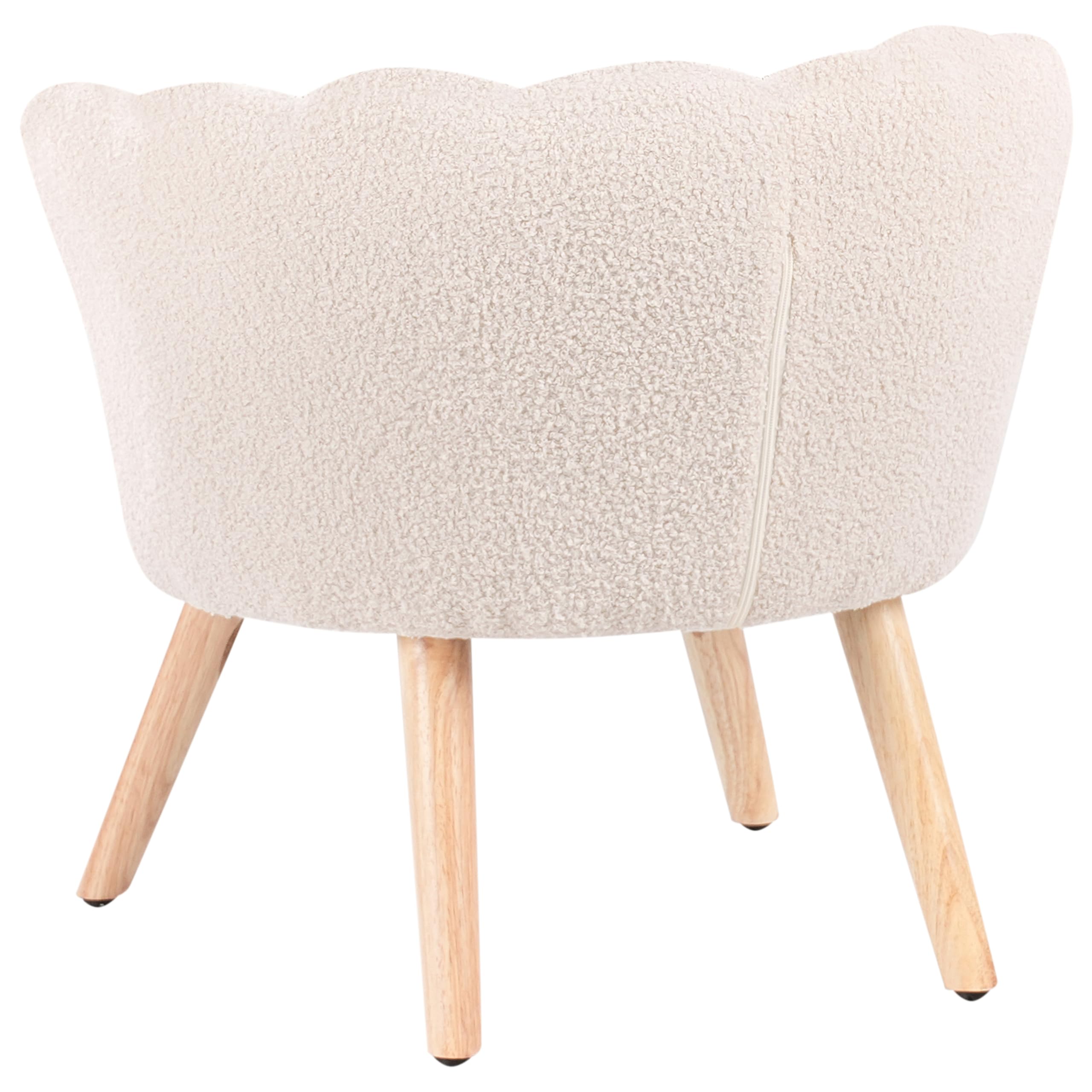 Kindersessel Polstersessel Bouclé für Kinder Holzbeine Hellbeige Halby