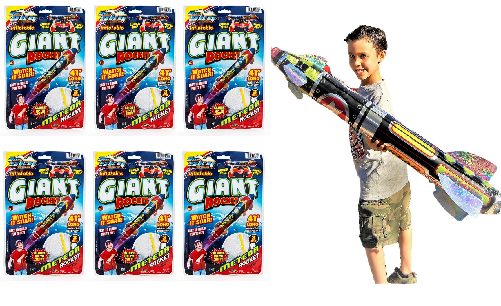 JA-RUBig Sky Inflatable Giant Rocket Ship (6 Rocket Ship Assorted) Space Shuttle Toys for Kids Boy Toys. Spaceship and Astronaut Prop Toys. Outer Planets Themed Birthday Party Favors. 5802-6p