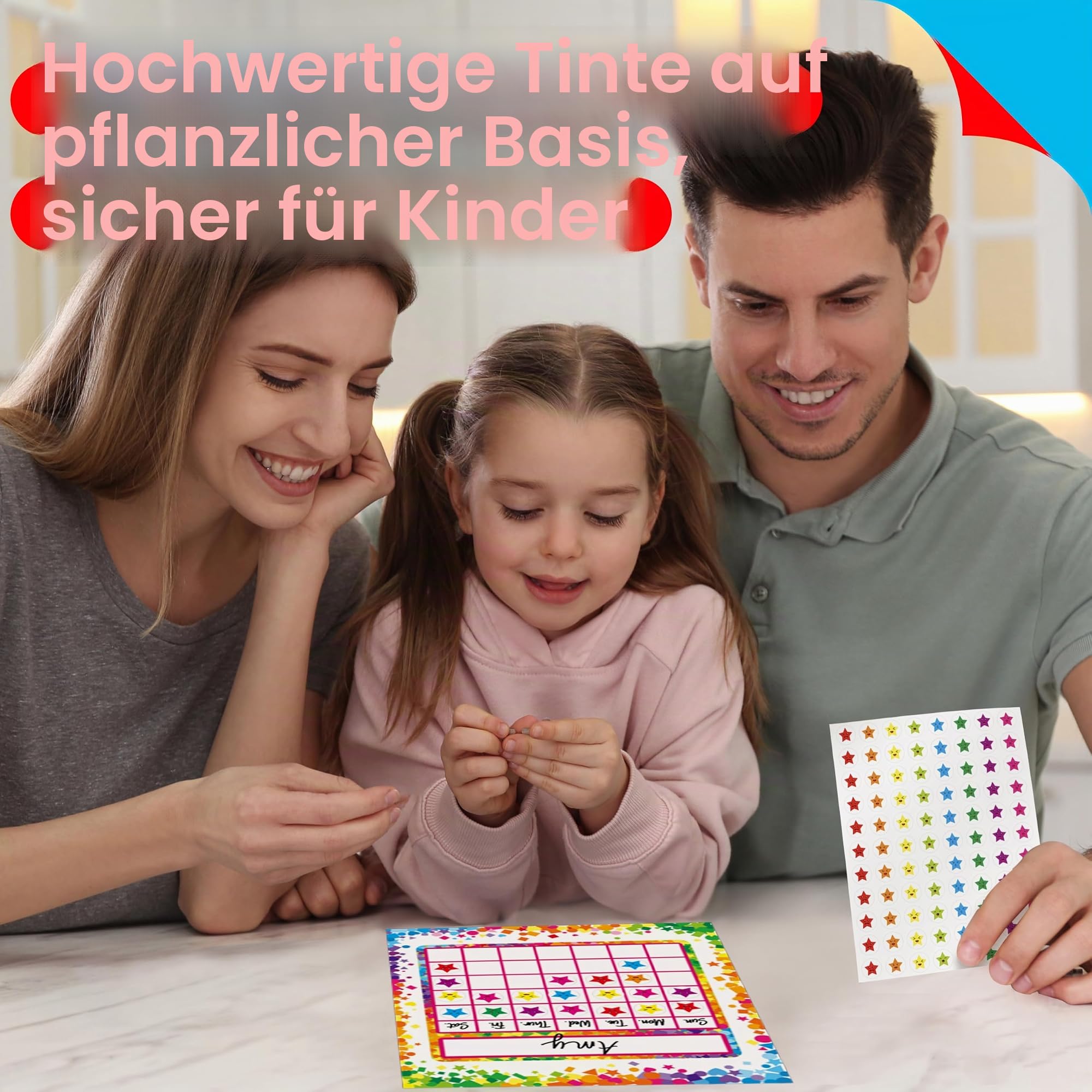 66 Belohnungstafel/Star Chart in 2 Designs mit 2024 Sternstickern