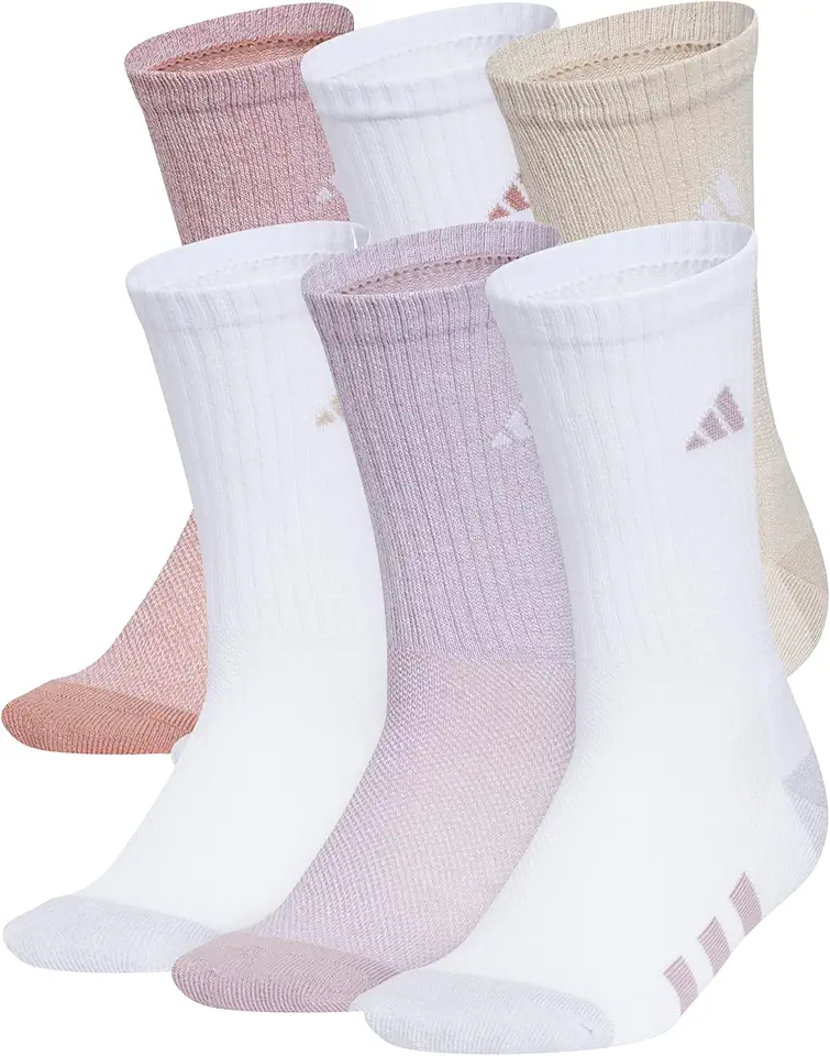 adidas Unisex Youth Athletic Cushioned 6-Pack, Crew Socks Kids for Sports, Durable & Breathable