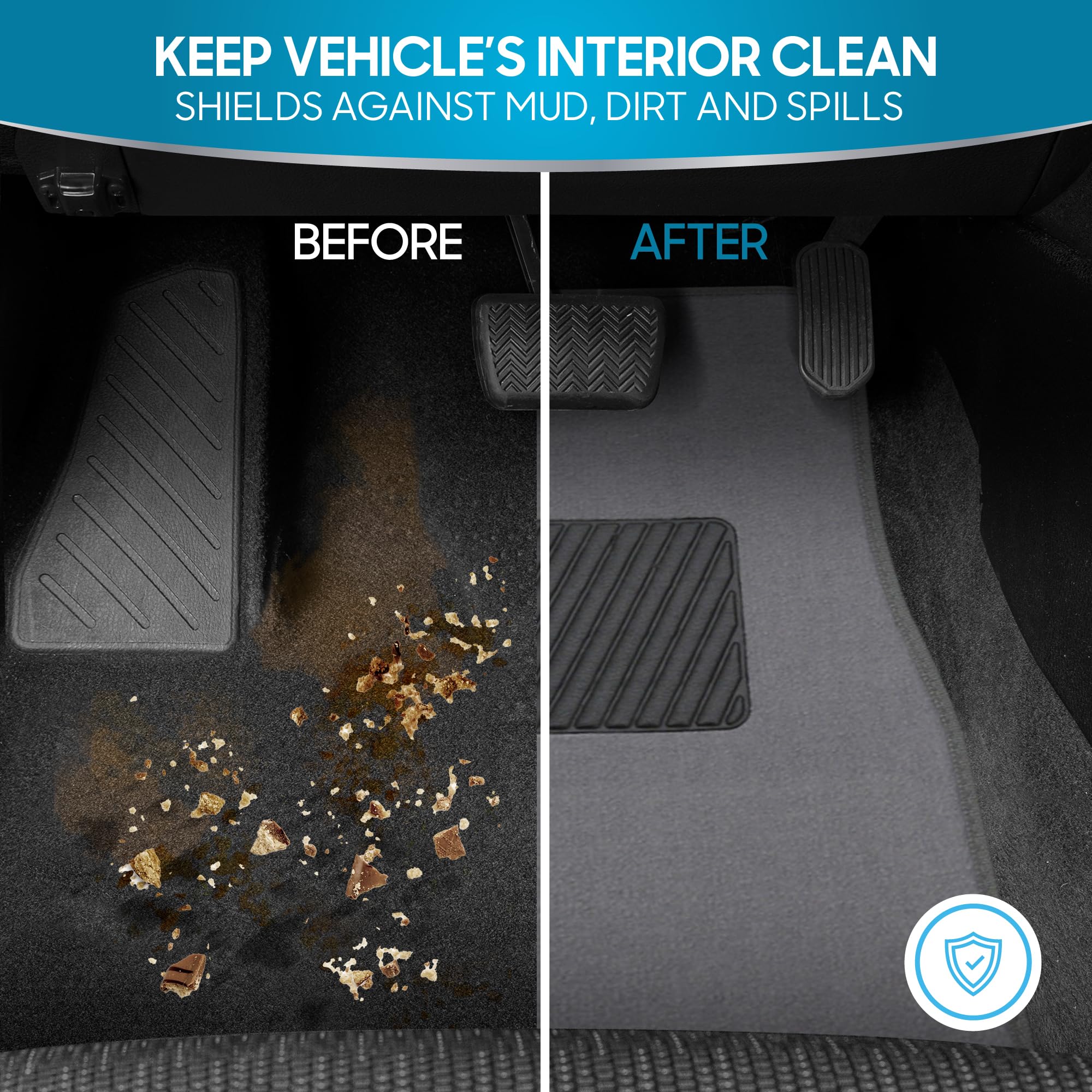 BDK Premium Medium Gray Carpet Floor Mats for Cars - Universal Fit Interior 4-Piece Car Mats Full Set — view 4