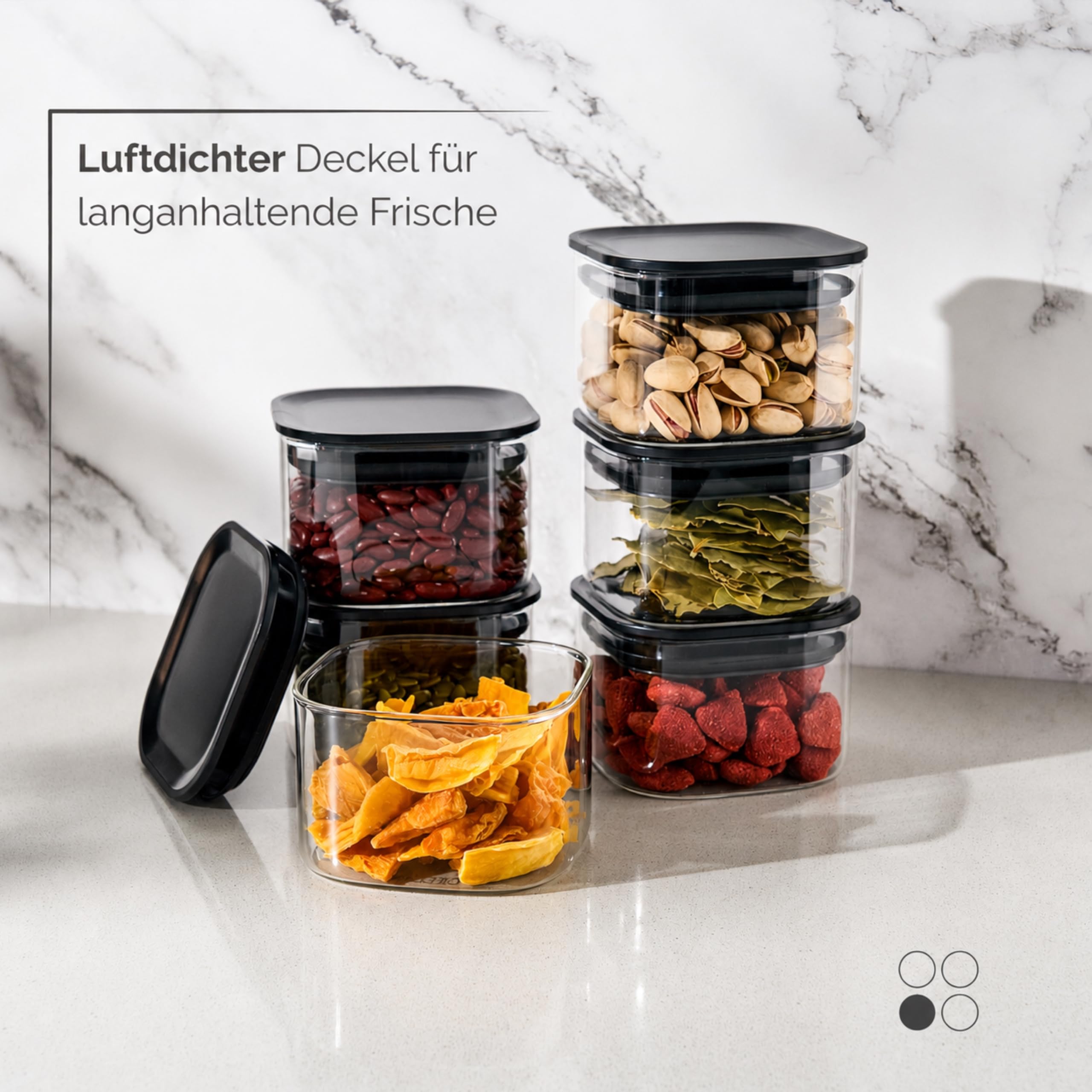 Vorratsgläser eckig mit Deckel 500ml [6er Set]