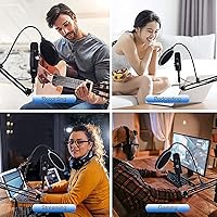 Vista 4 de Micrófono USB Condensador para computadora PC Micrófono para juegos Podcast Kit de micrófono para streaming, grabación, voces, ASMR, voz, micrófono