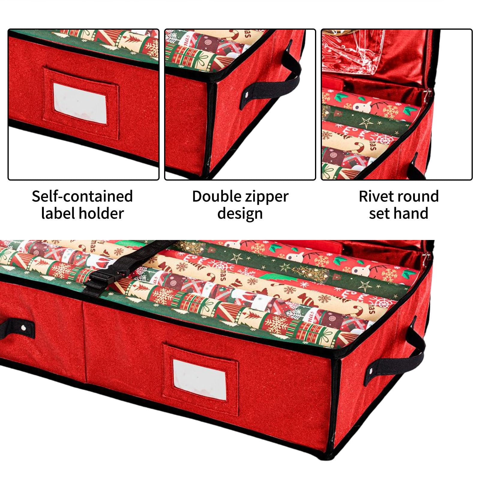 Geschenkpapier Aufbewahrungstasche Organizer,Faltbare Geschenkpapier Tasche,600D Oxford Gewebe Geschenkpapierrollen Aufbewahrung,Schrank Tasche Schutzbezug (Schwarz, 101x36x14cm)