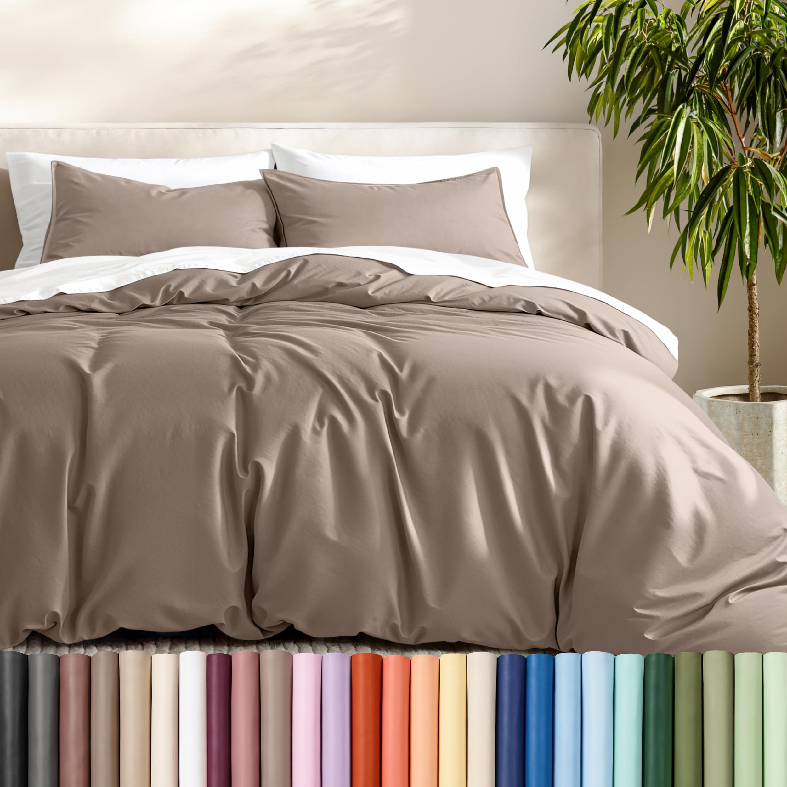 Bare Home Duvet Cover Set 1800 Ultra-Soft (Full, Taupe) — image 1