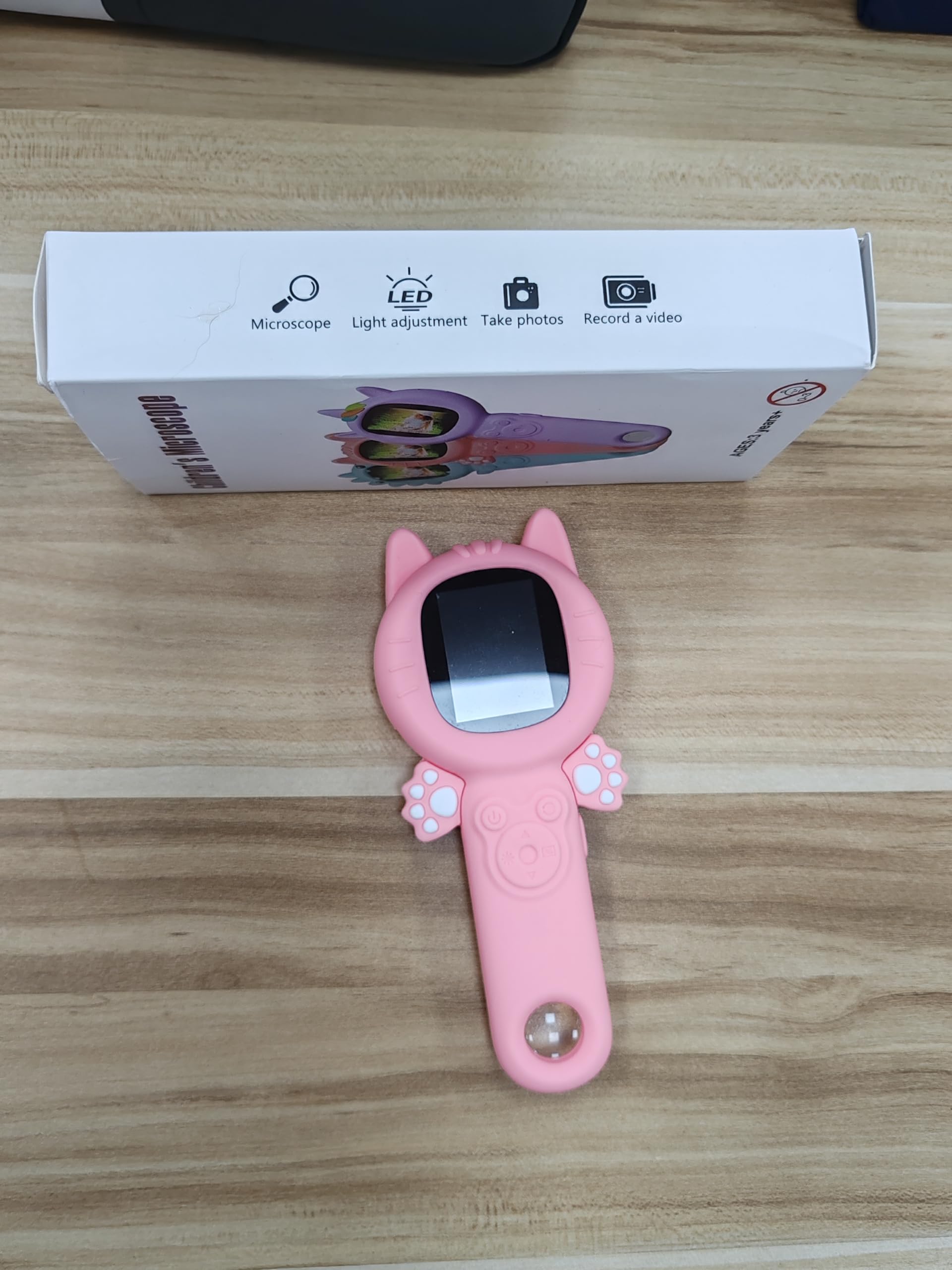 PHNIXGAM Mikroskop für Kinder, Mini Pocket Handheld Kid Mikroskop für Kleinkinder, Bildungswissenschaft Kit Digital Spielzeug, Weihnachten Geburtstag Geschenke Spielzeug für 3+ Jahre alte Mädchen für