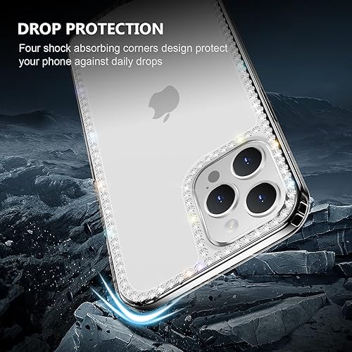 Miniatura 6 de Bonitec Funda para iPhone 13 Pro Max Bling - Funda de TPU suave con diamantes de imitación de lujo para mujer