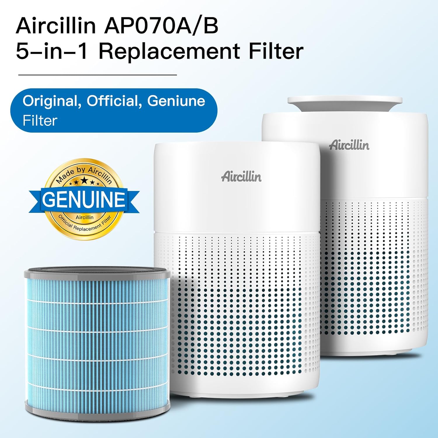 Air Purifier AP070A & AP070B Replacement Filters, Efficiency Activated Carbon, High-efficiency HEPA Filter, 4 Pack