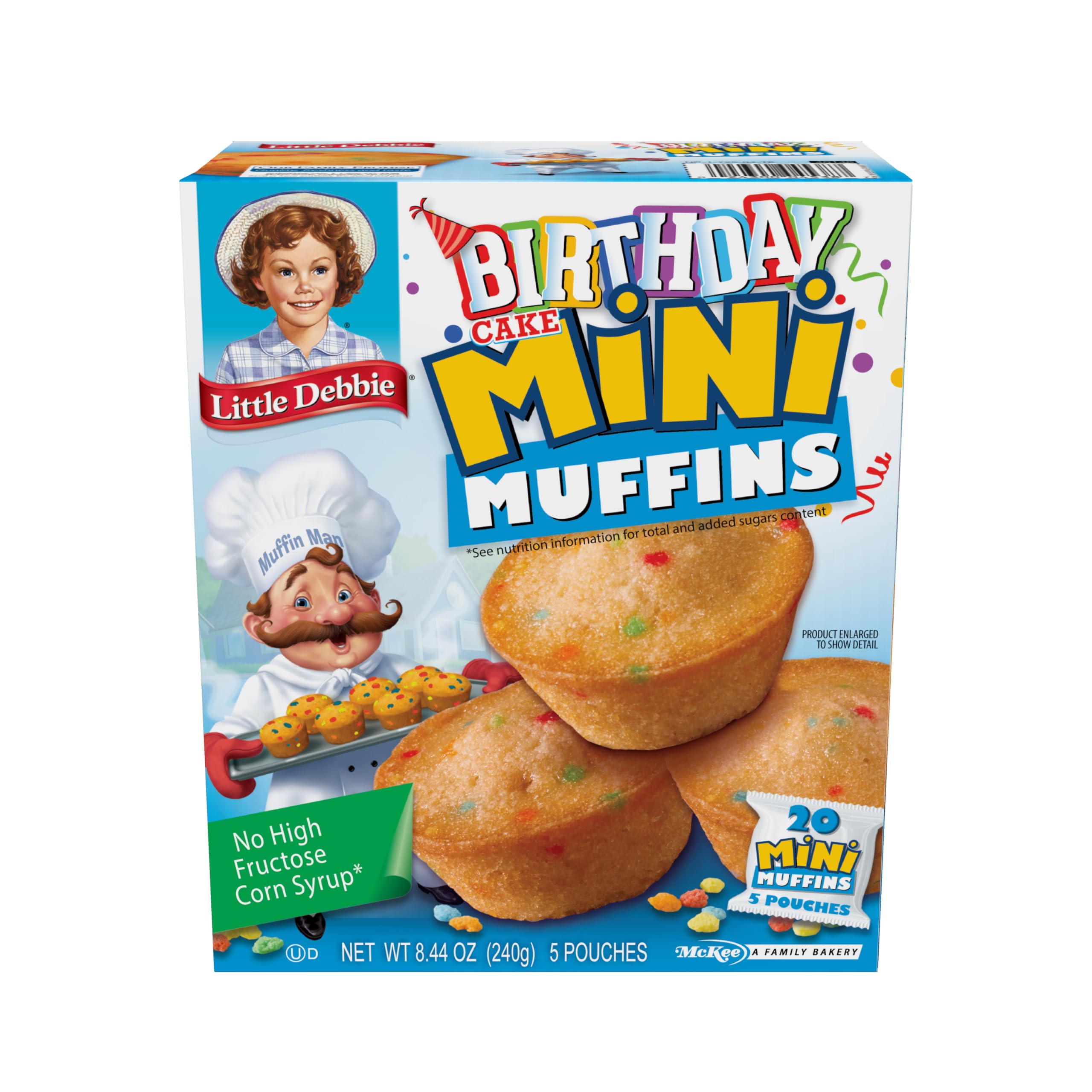 Little Debbie Birthday Cake Mini Muffins, 5 Pouches, 8.44 OZ Box