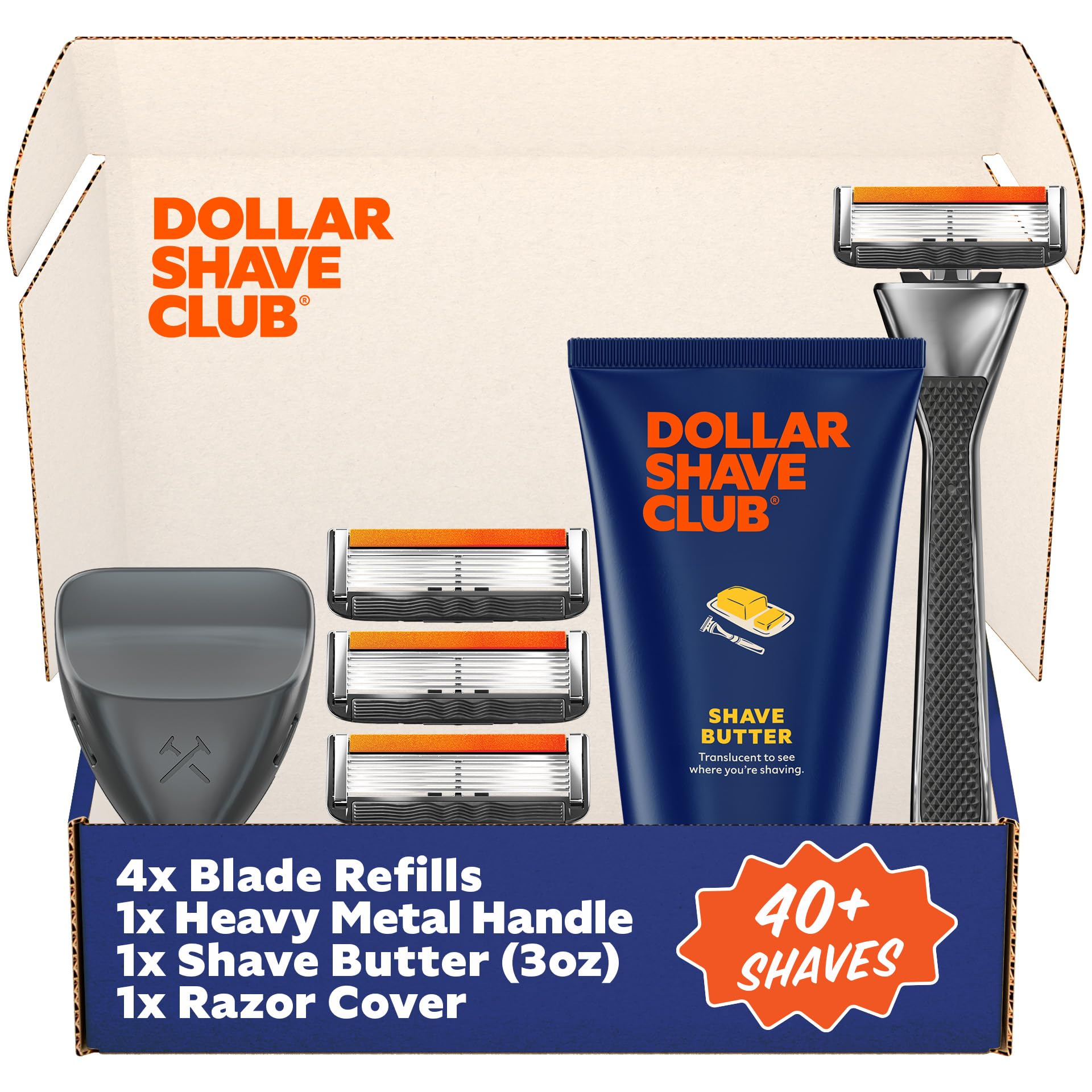Dollar Shave Club The VIP Shave Set 4 Extra Close Refill Cartridges 1 Heavy Metal Handle 1 Shave