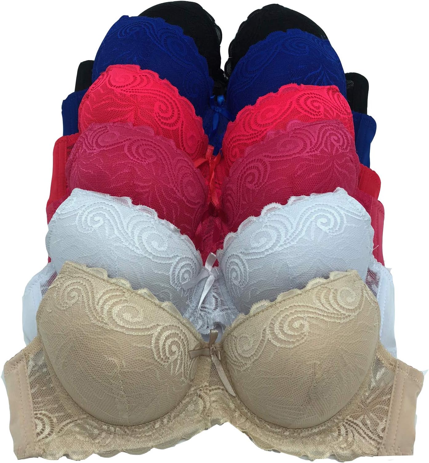 6 Pieces Plain Regular Padded Everyday Basic Bra B/C