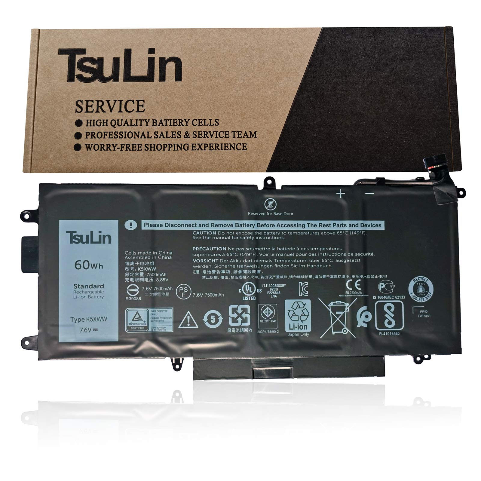 TsuLin K5XWW Laptop Battery Replacement for Dell Latitude 5289 7389 7390 2-in-1 Series Notebook 6CYH