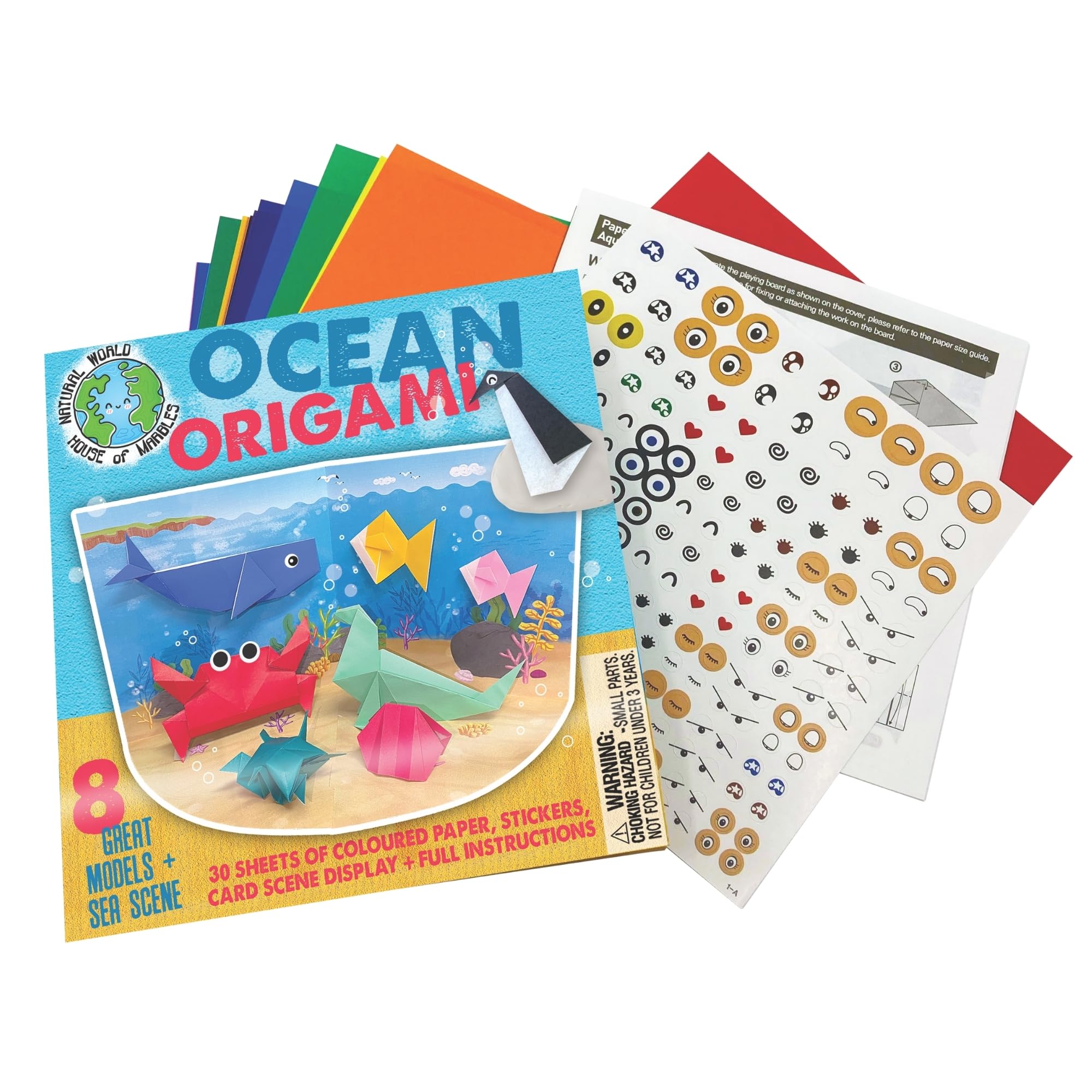 House of Marbles "Ocean Origami Set for Children – Sea Life Paper Folding Craft Kit – Educational Arts & Crafts Activity Set