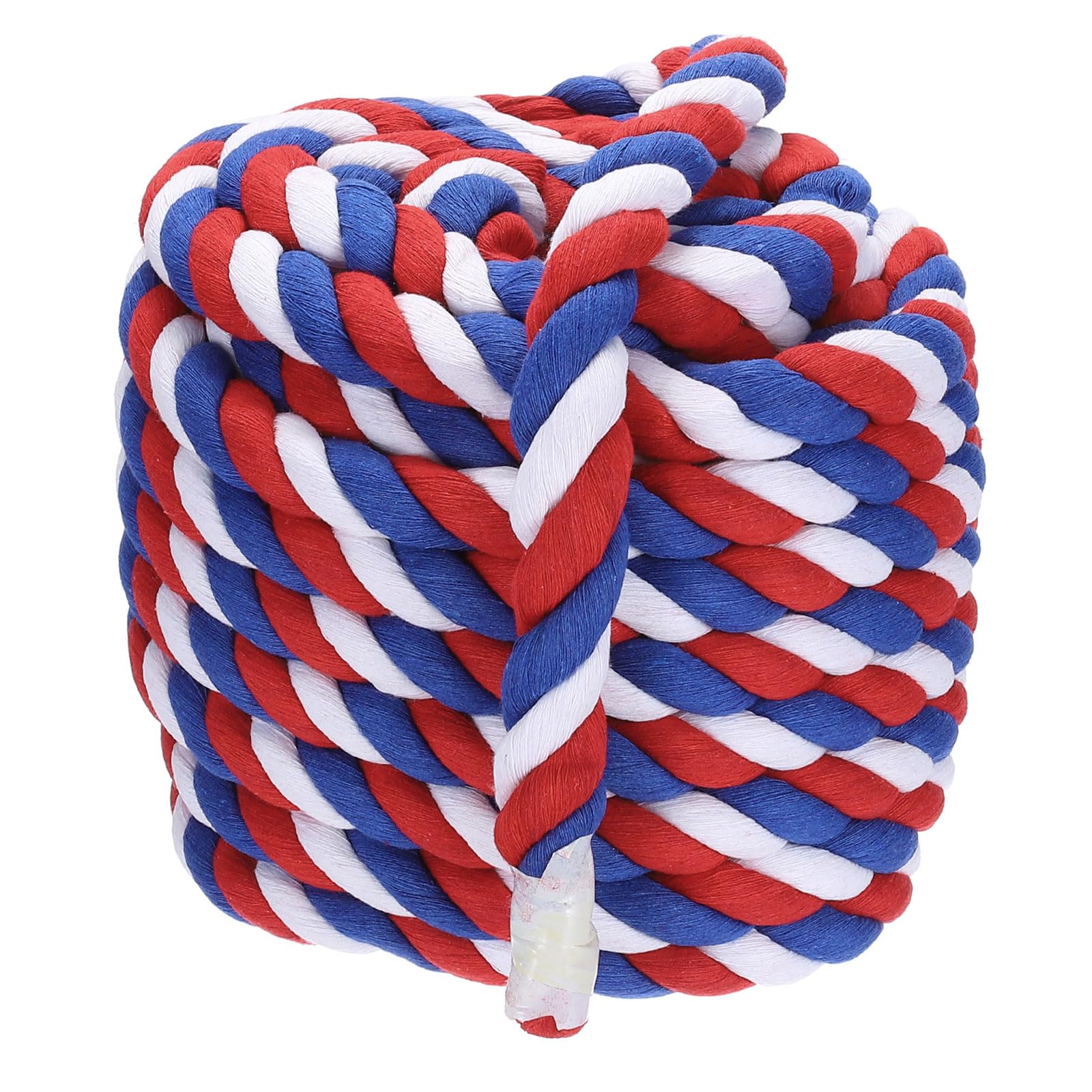 PATIKIL 1 Inch x 50 Feet Natural Twisted Cotton Rope 3 Strand Strong Thick Cotton Rope Tug of War Rope for Railings Crafts Games Home Decor Red Blue White
