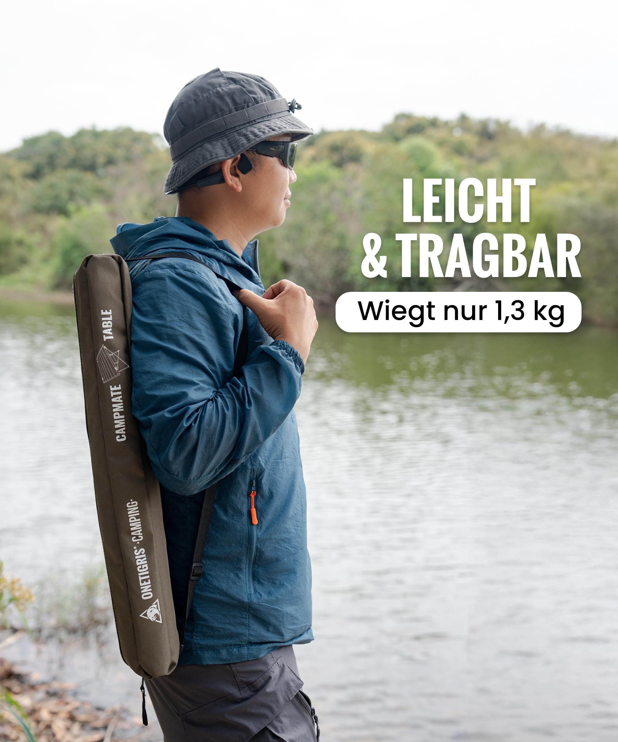 OneTigris CAMPMATE Campingtisch faltbar, Klapptisch klein faltbar, Outdoor Tisch Ultraleicht tragbarer, Tisch klappbar, Tragfähigkeit bis zu 30 kg für Outdoor, Wandern