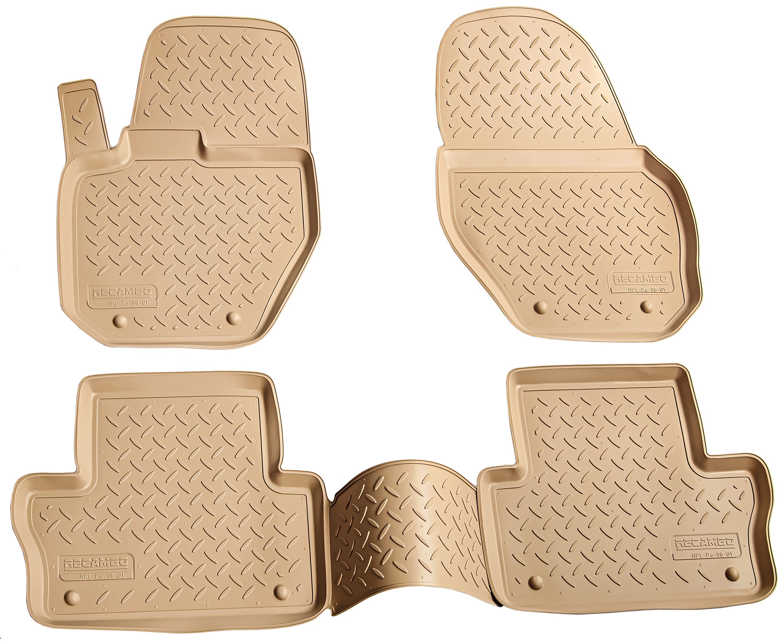 Recambo Tappetini in gomma 3D compatibili con Volvo XC60 | 2008 2017 | Tappetini in gomma | su misura | con bordo | Beige