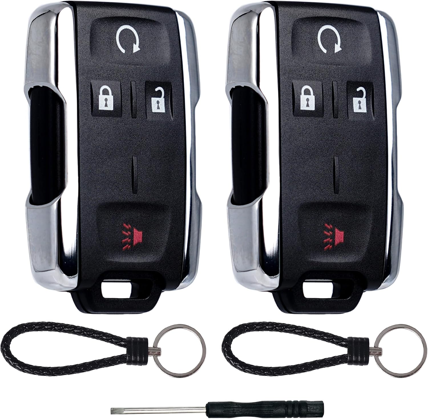 SUPALAND Key Fob Shell Case Replacement Fits for Chevy Silverado Colorado GMC Sierra Canyon 2014-2023 Keyless Entry Remote Control 4 Button Pad Outer Cover with Keychain M3N-32337100 (Set of 2)