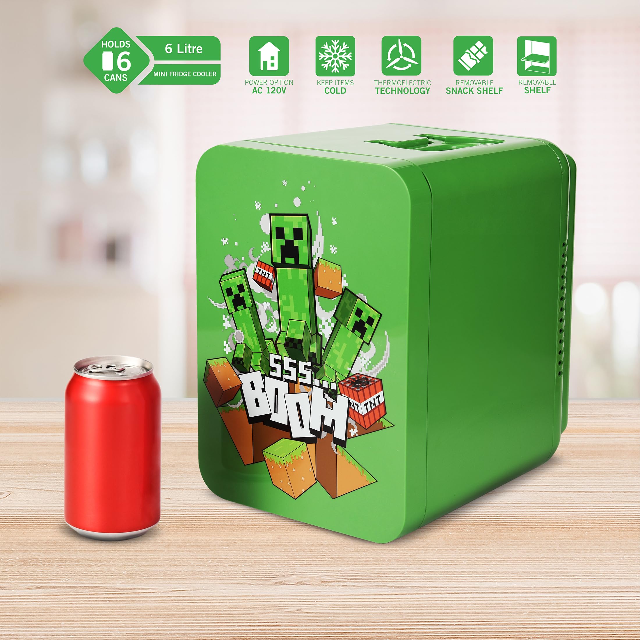 Amazon.com: Ukonic Minecraft 4L Mini Fridge, 6-Can Capacity with