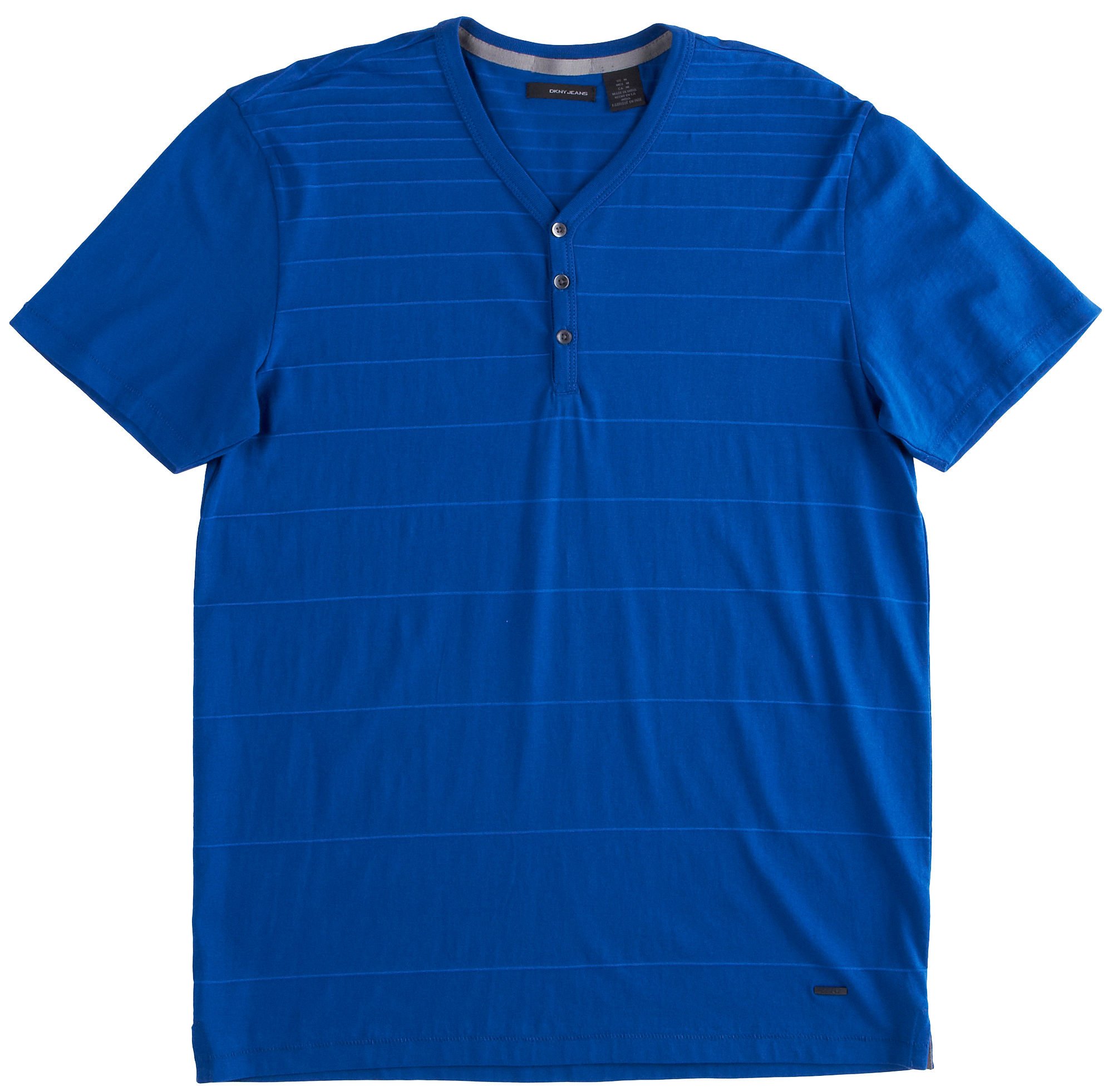 DKNY Jeans Men's Short Sleeve Solid Mix Beaten Pigment Wash Y-Henley