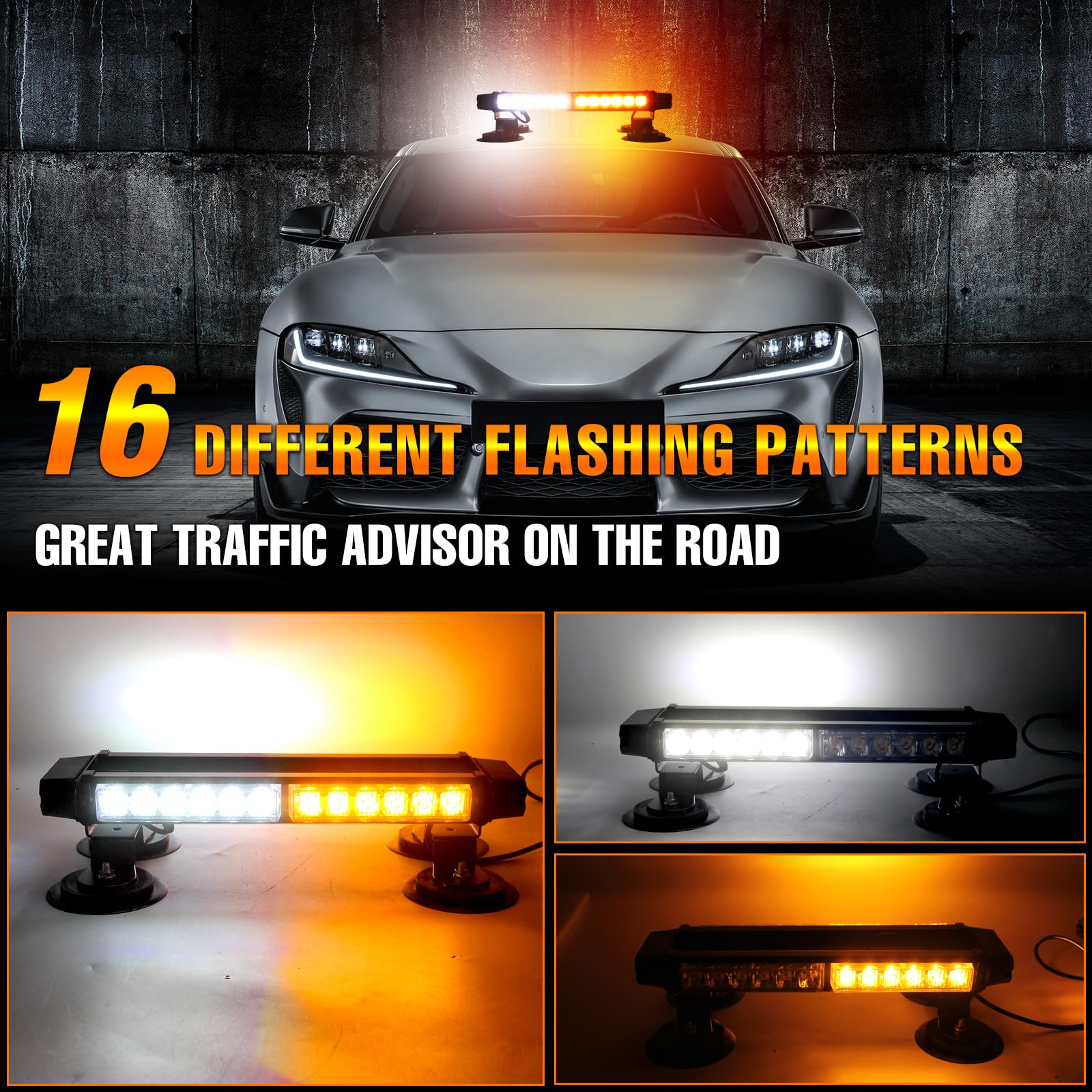 I LITTON Strobe Light Bar Flashing Beacon Lights, COB LED Rooftop Safety Beacon With 4 Magnetic - View #5