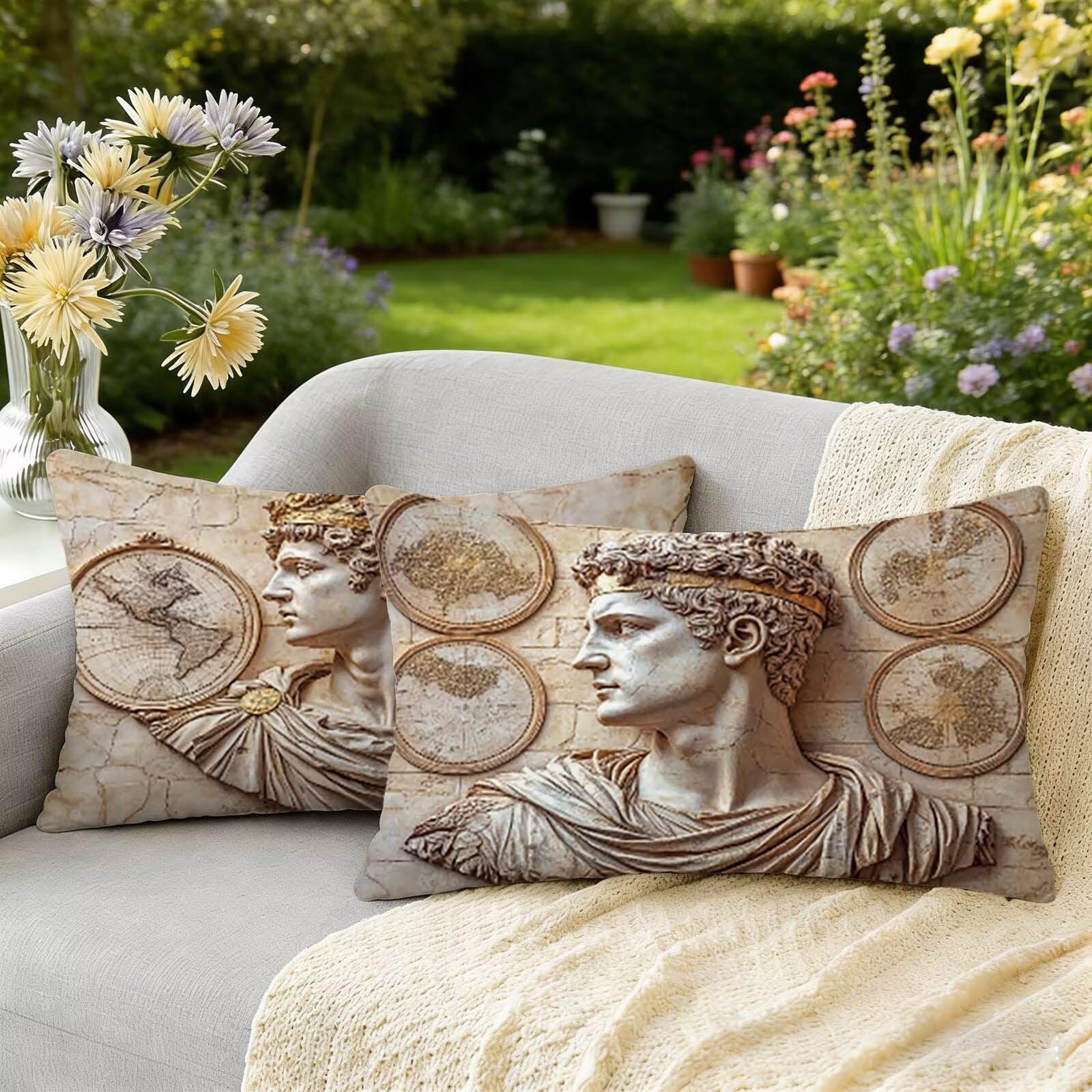 Taie oreiller housse de coussins rectangulaire 40x60 imperméable pour canape et decoration ete